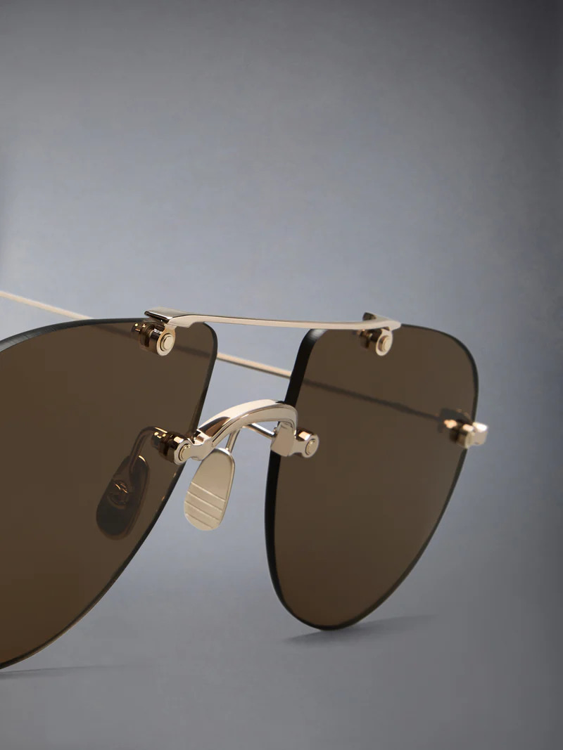Titanium Rimless Aviator Sunglasses Unisex - 3