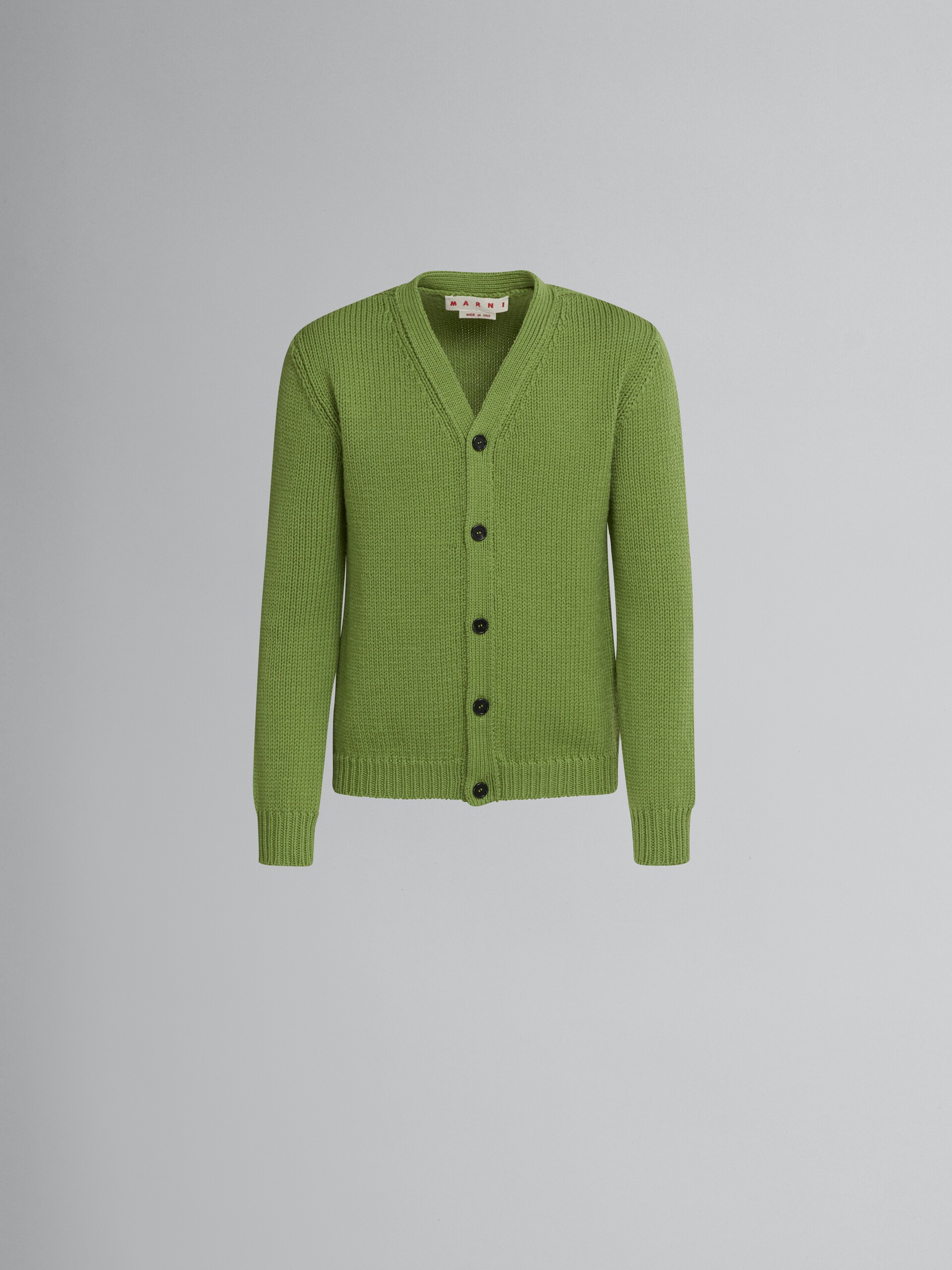GREEN WOOL CARDIGAN - 1