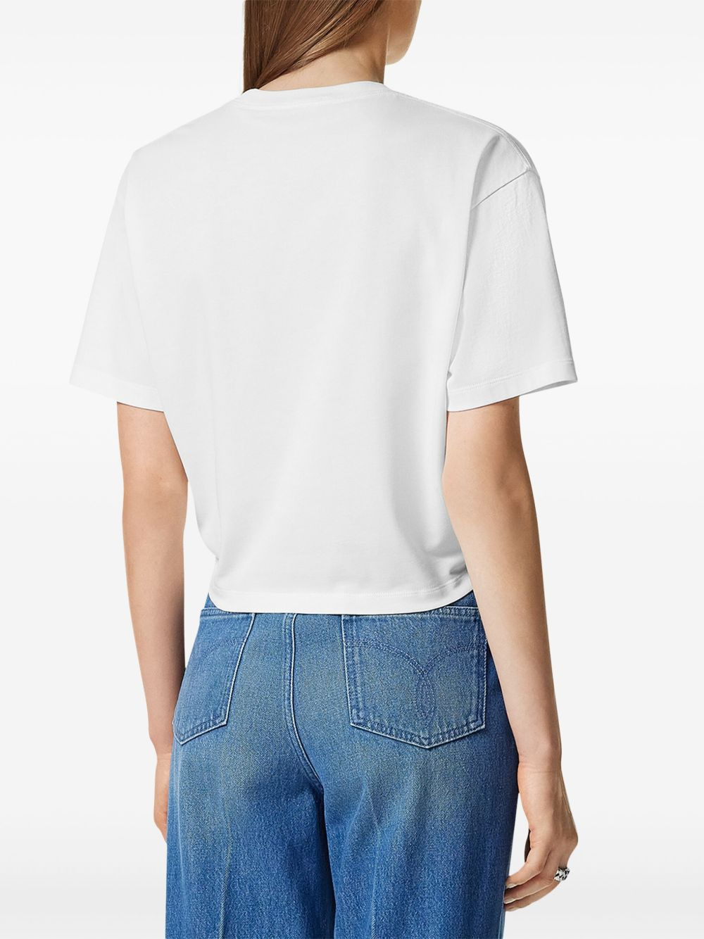 Versace White Cropped T-shirt with Pin - 2