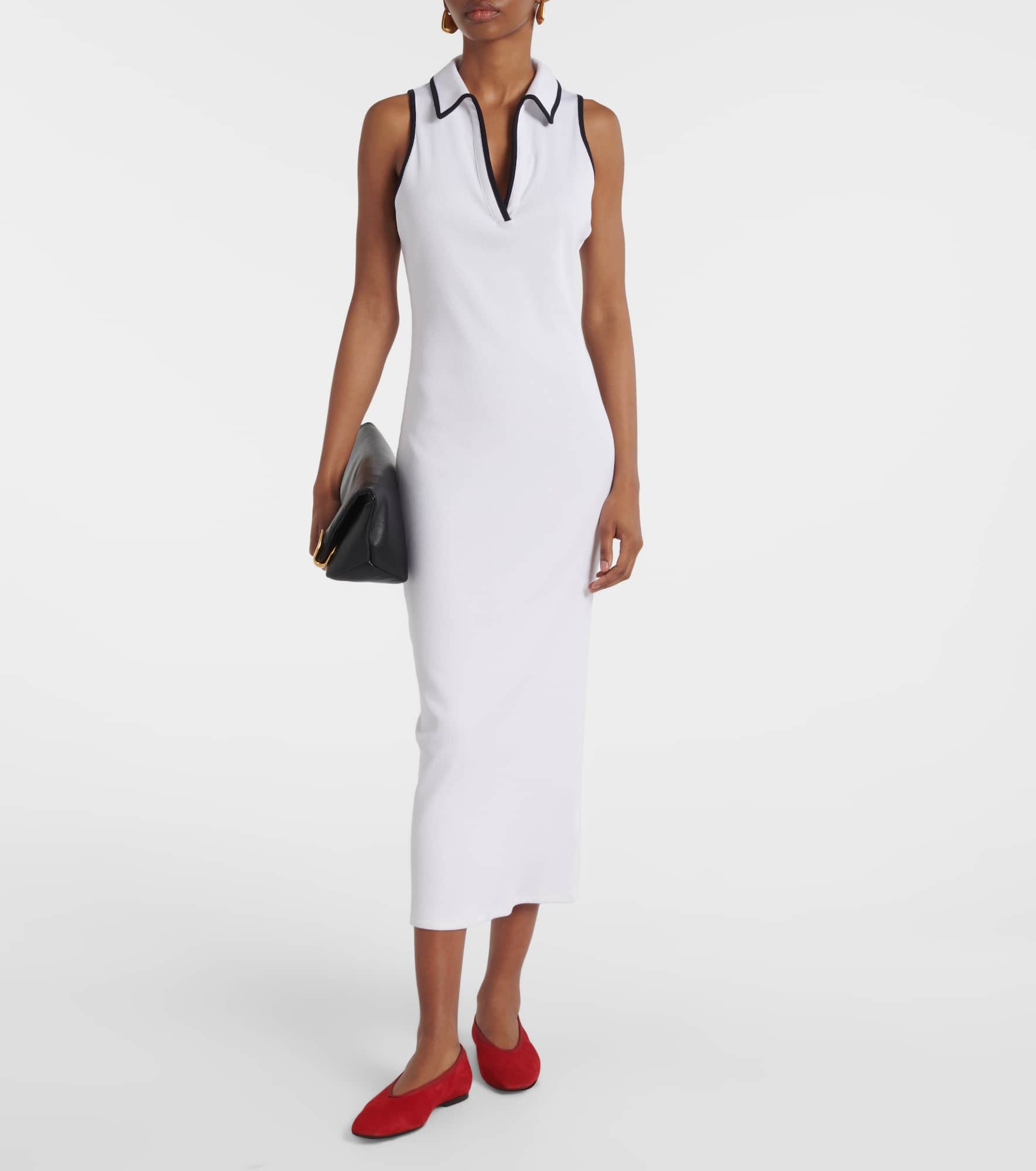 Darien ribbed-knit cotton-blend polo dress - 2