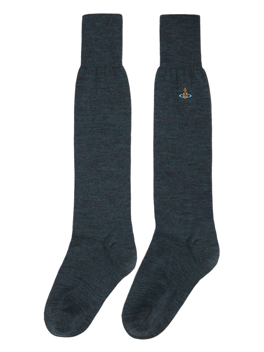 Blue & Gray Uni Colour High Socks - 2