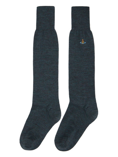 Vivienne Westwood Blue & Gray Uni Colour High Socks outlook