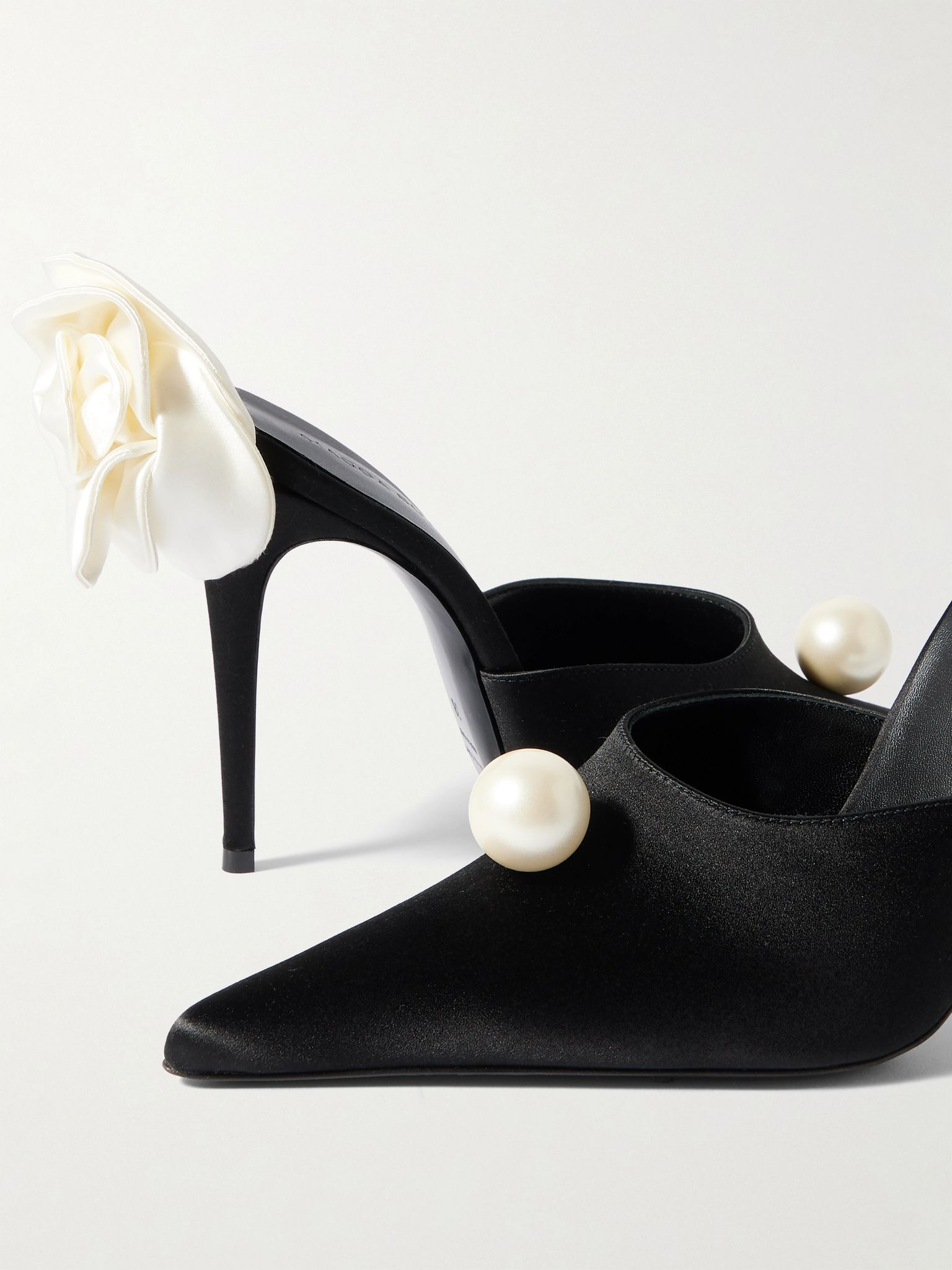 Embellished satin mules Black - 4