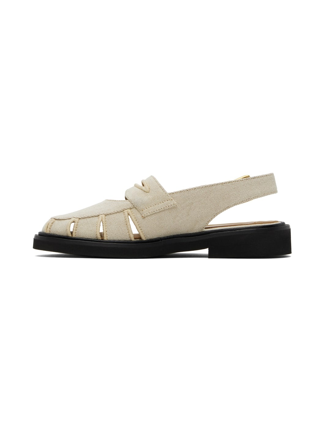 Beige Slingback Cutout Sandals - 3
