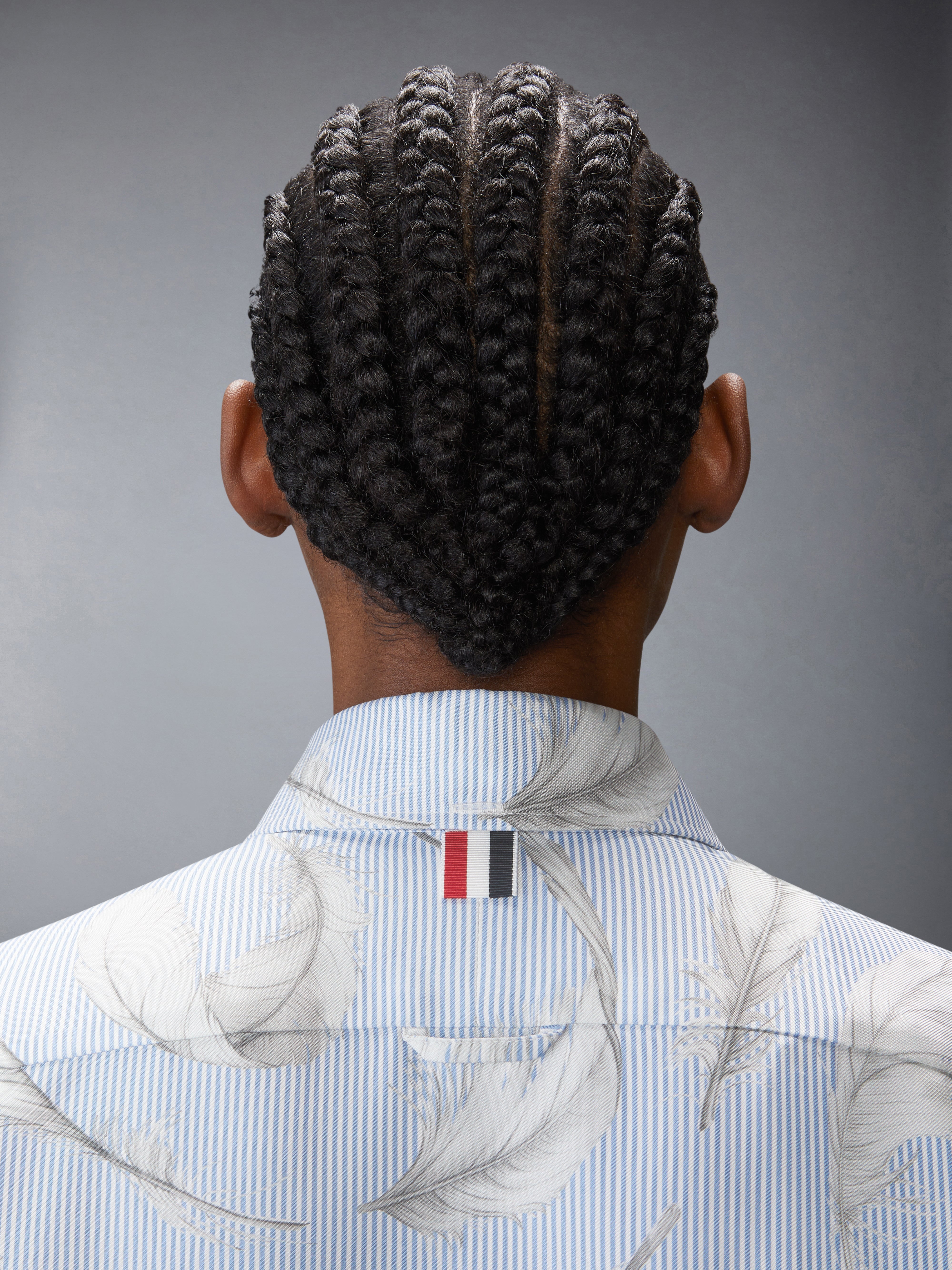 FEATHER PRINTED SILK TWILL EASY FIT SHIRT - 7