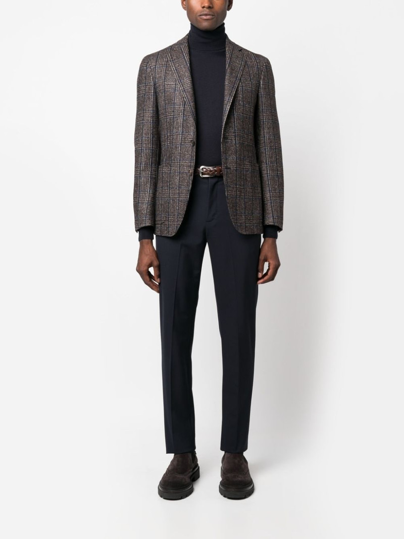 Canali check-print single-breasted blazer outlook