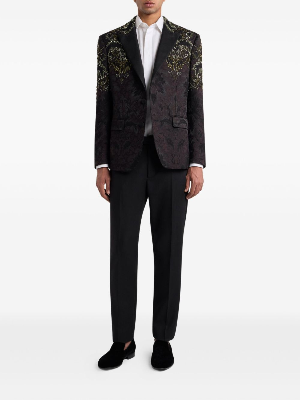 floral-embroidered single-breasted blazer - 2