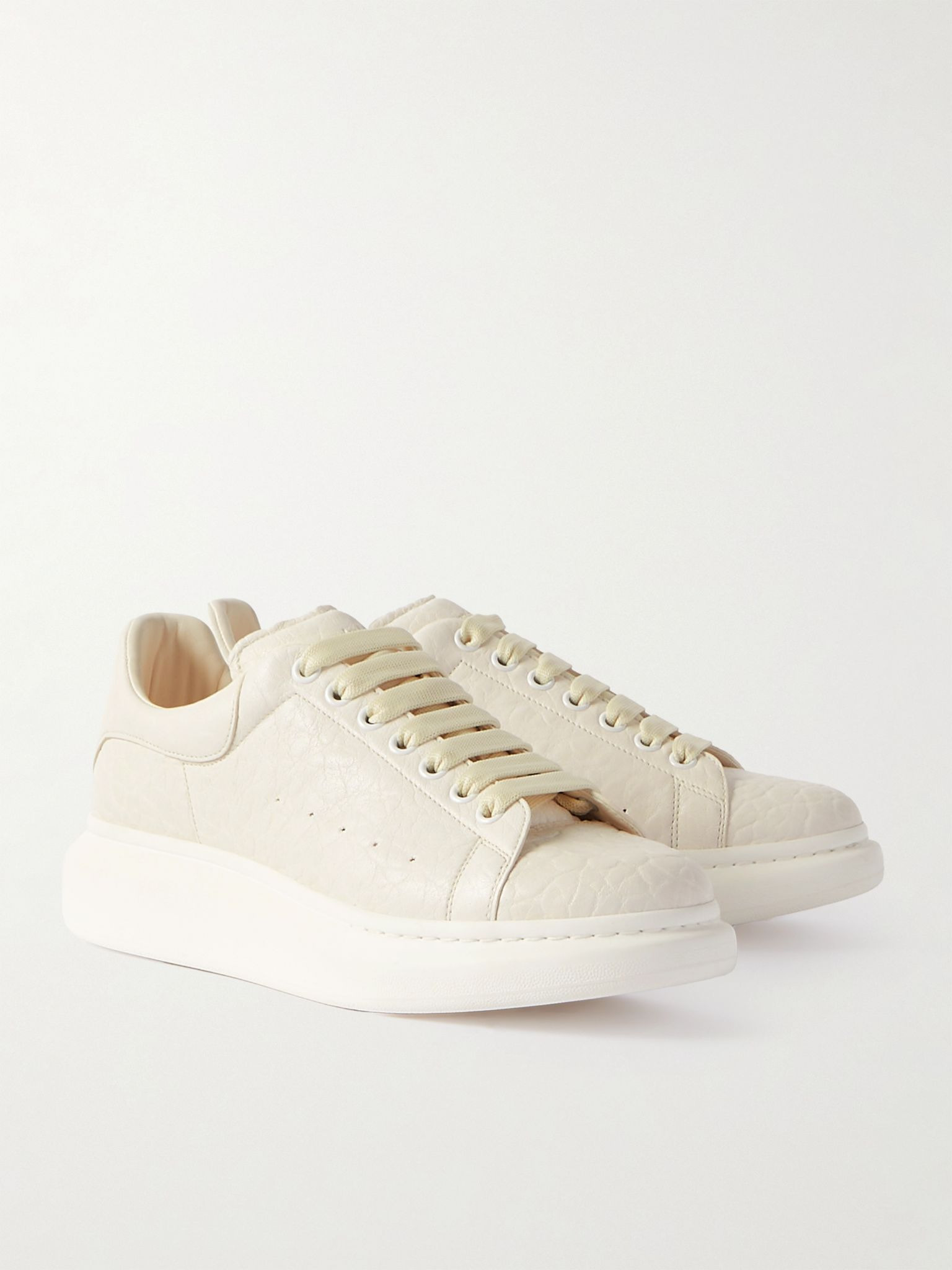 Exaggerated-Sole Textured-Leather Sneakers Off-white - 4