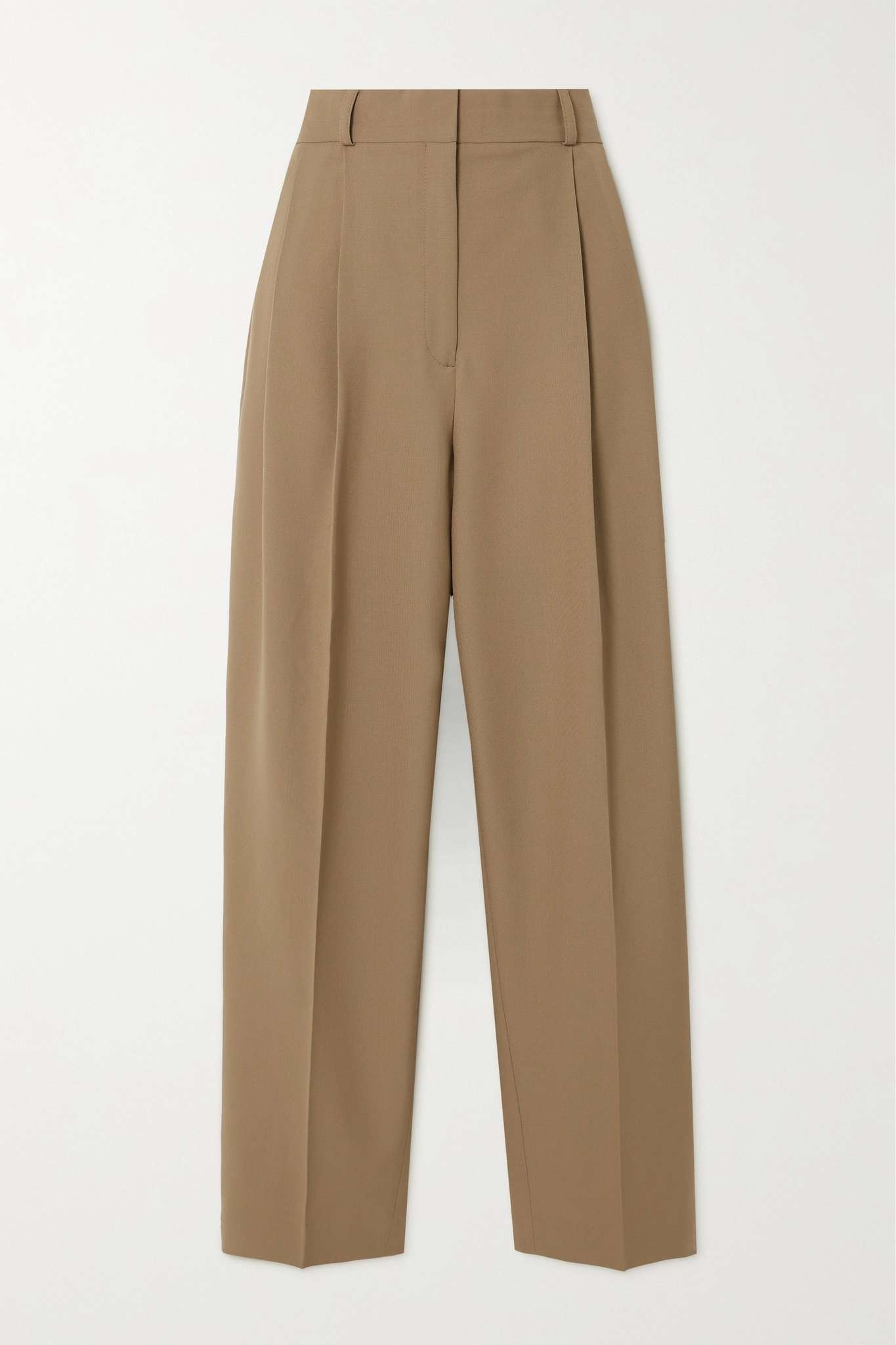 Pleated recycled grain de poudre wide-leg pants - 1