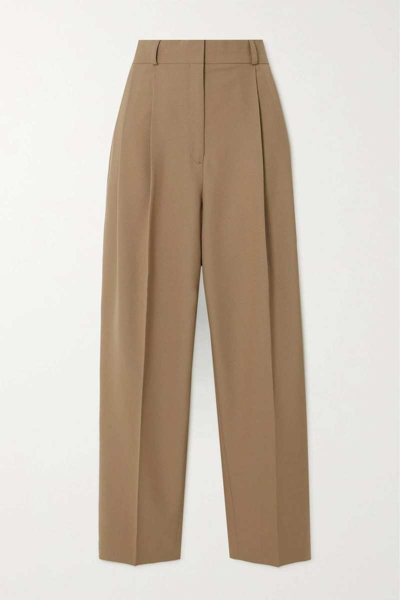 Pleated recycled grain de poudre wide-leg pants 1