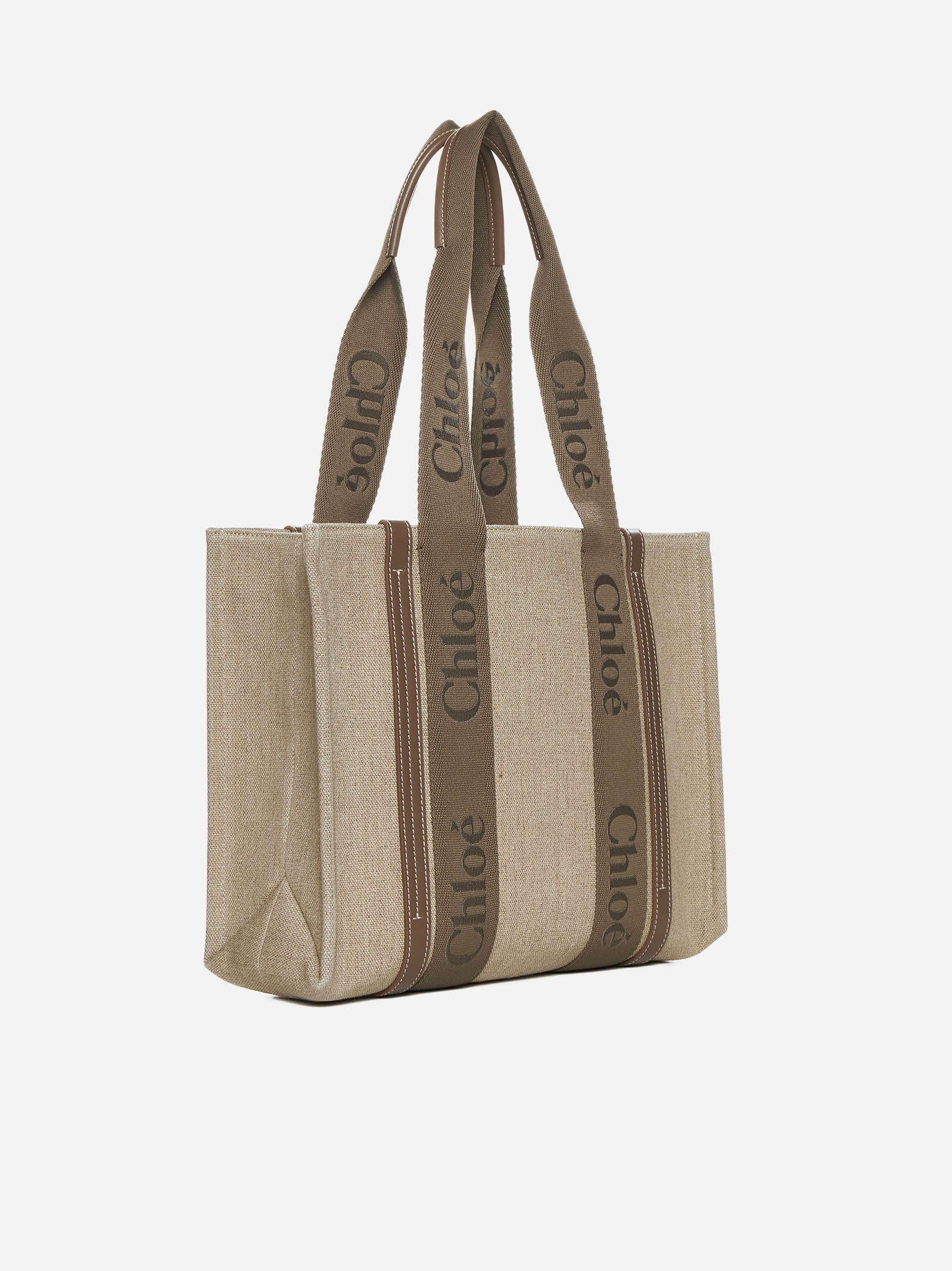 Woody linen medium tote bag - 4