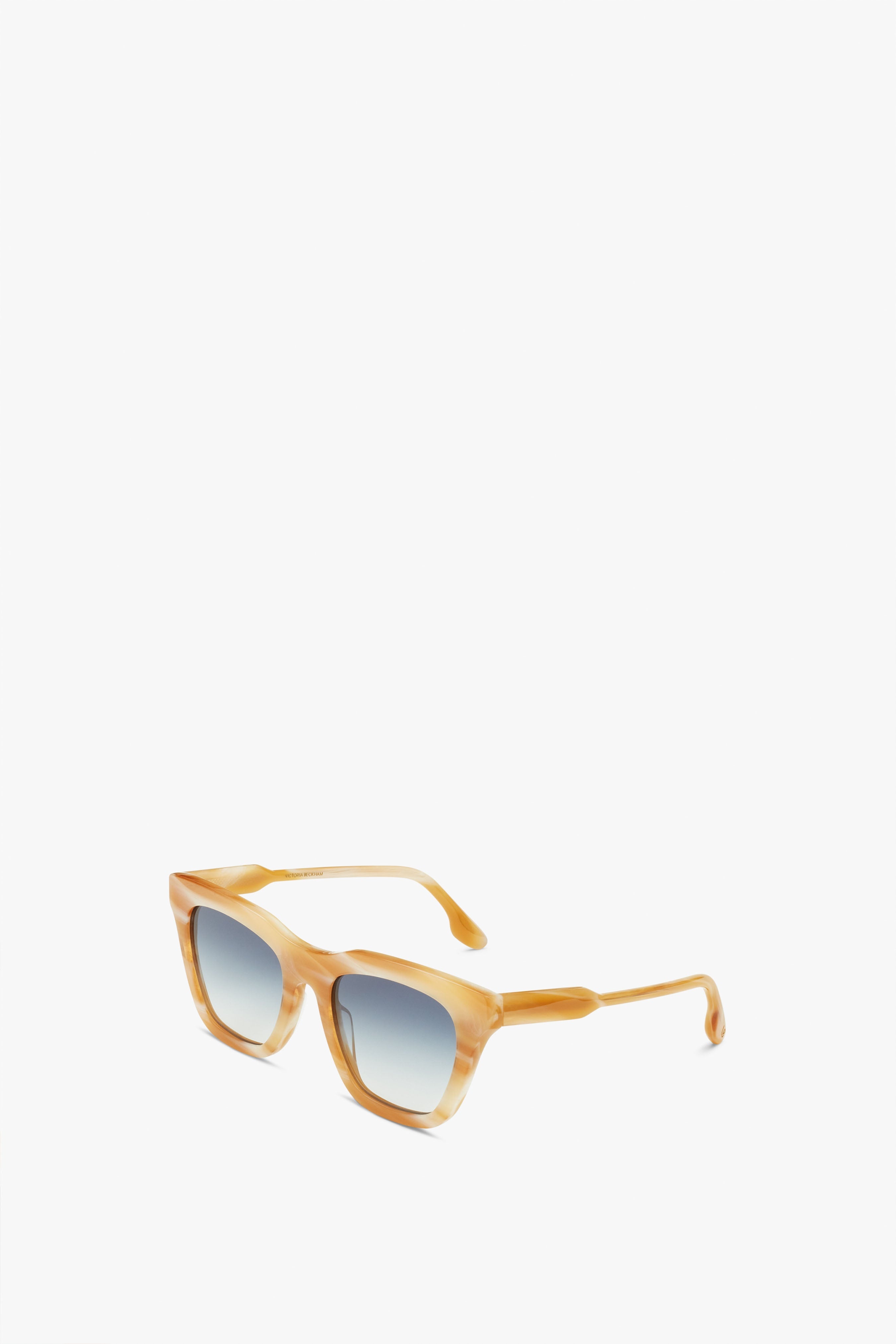 Rectangular Cat Eye Sunglasses In Honey Horn - 2
