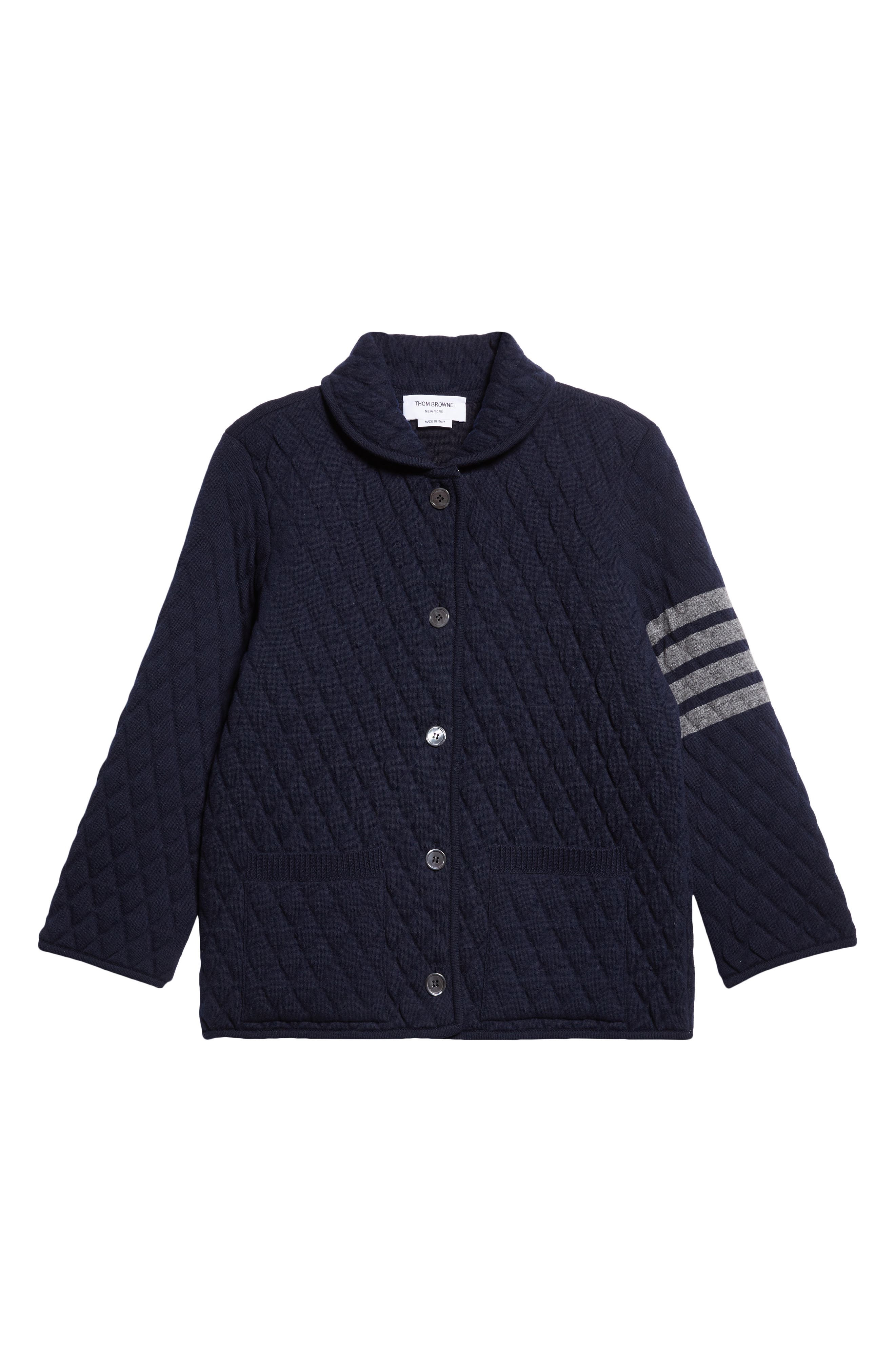 Thom Browne 4-Bar Quilted Virgin Wool Blend Jacket in Navy at Nordstrom - 7