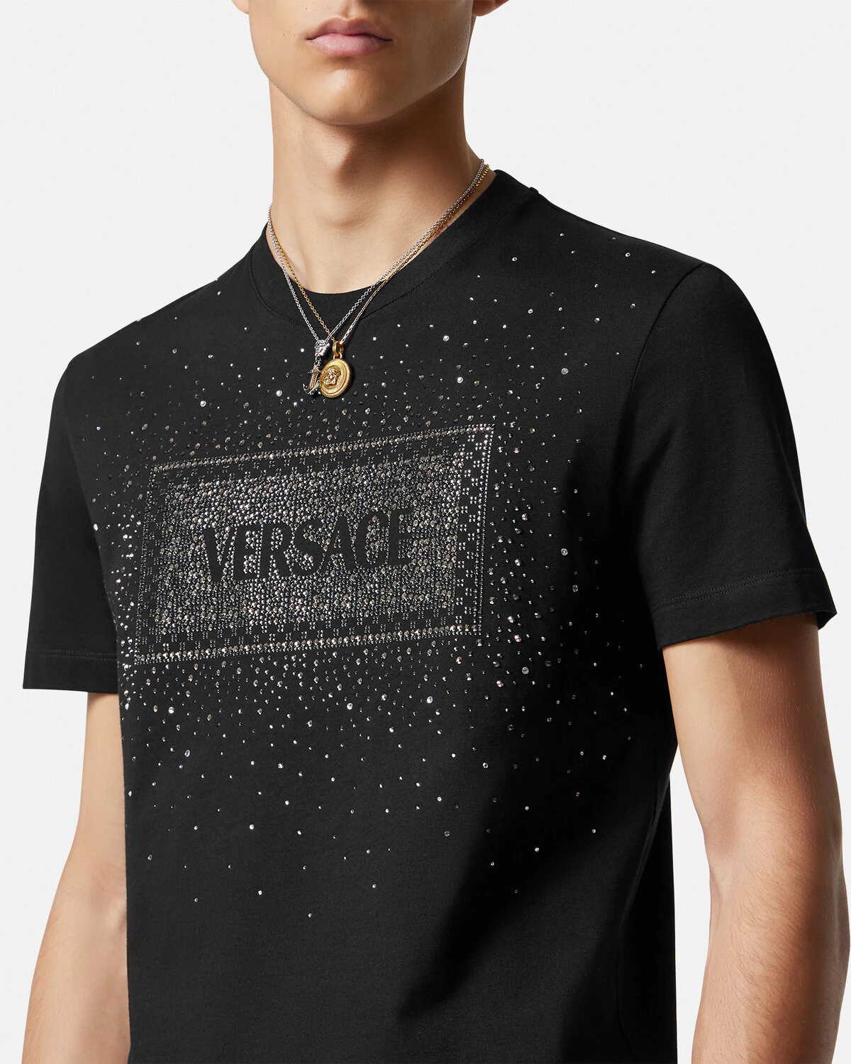 VERSACE クリスタル '90S ヴィンテージ ロゴ Tシャツ ブラック 90_1000052-