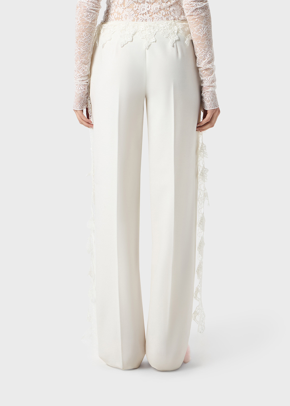 TWILL PANTS WITH SCALLOPED LACE - 4