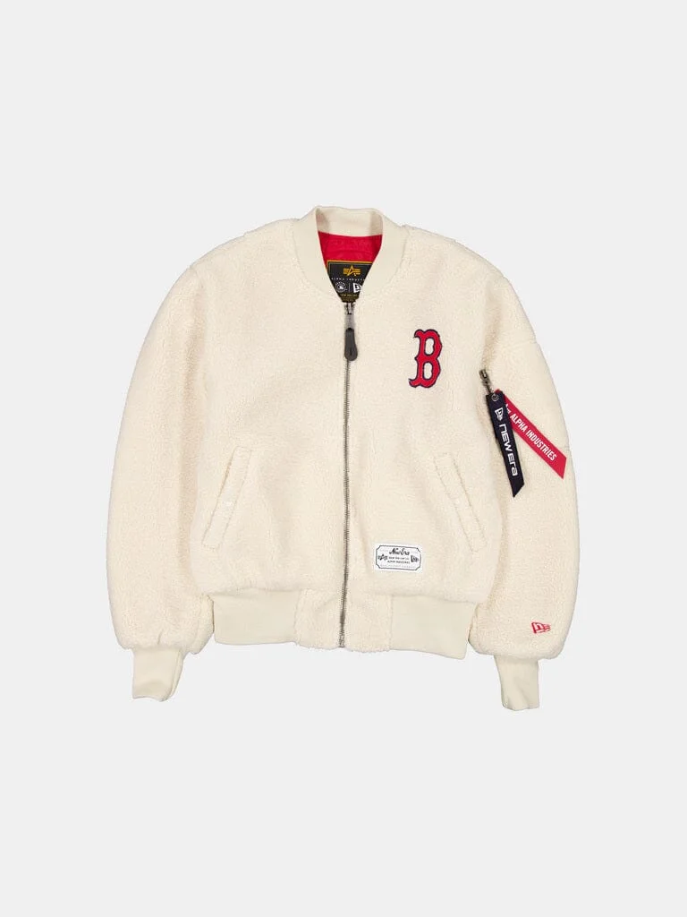 BOSTON RED SOX X ALPHA X NEW ERA MA-1 SHERPA BOMBER JACKET WOMENS - 1