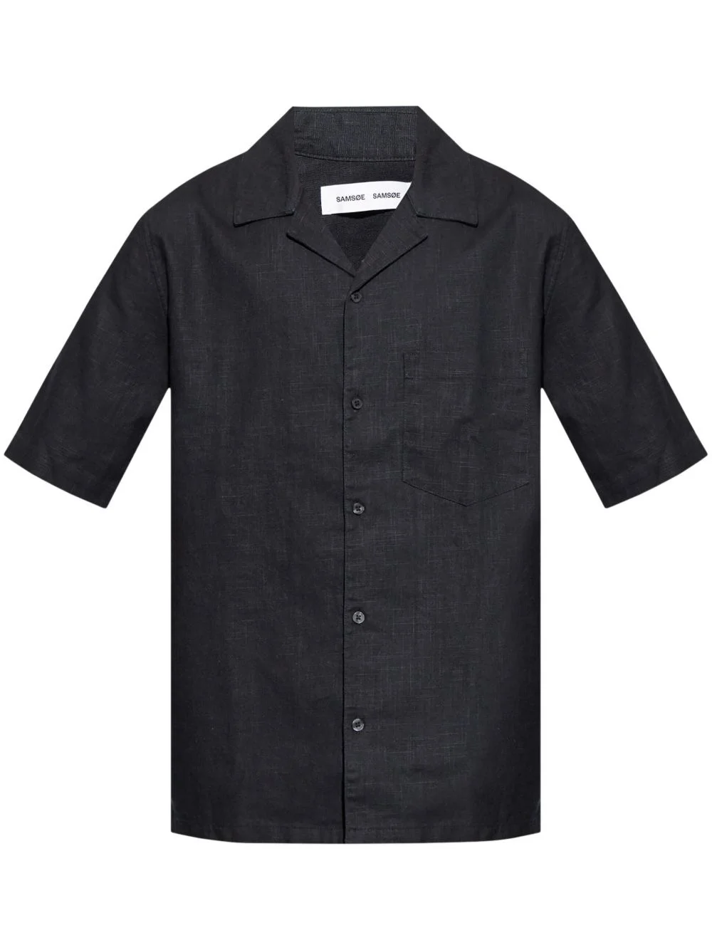 short-sleeve linen-blend shirt - 1