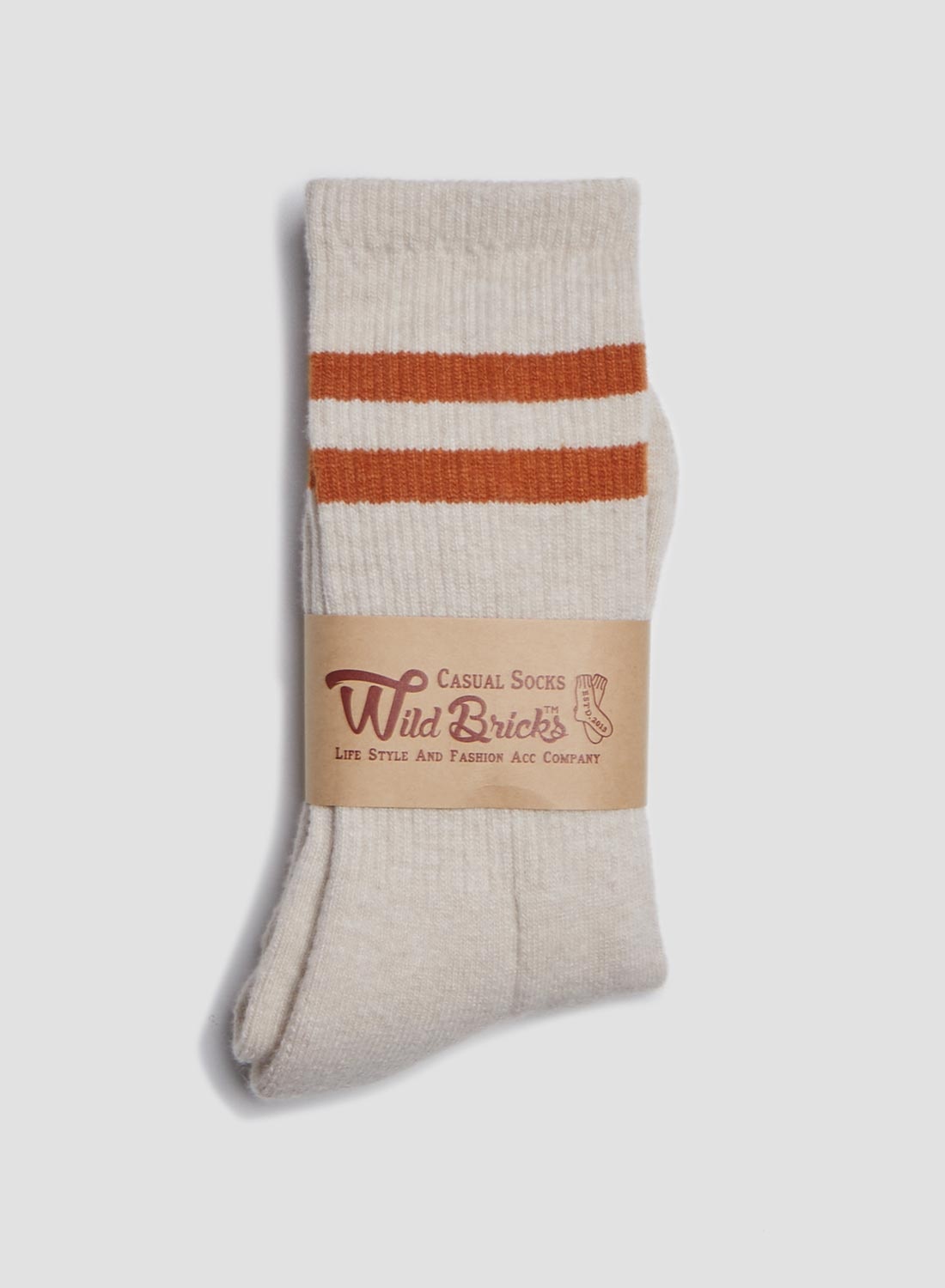 Wild Bricks Wool Vin Tennis Socks Set in Ivory/Orange/Green - 6
