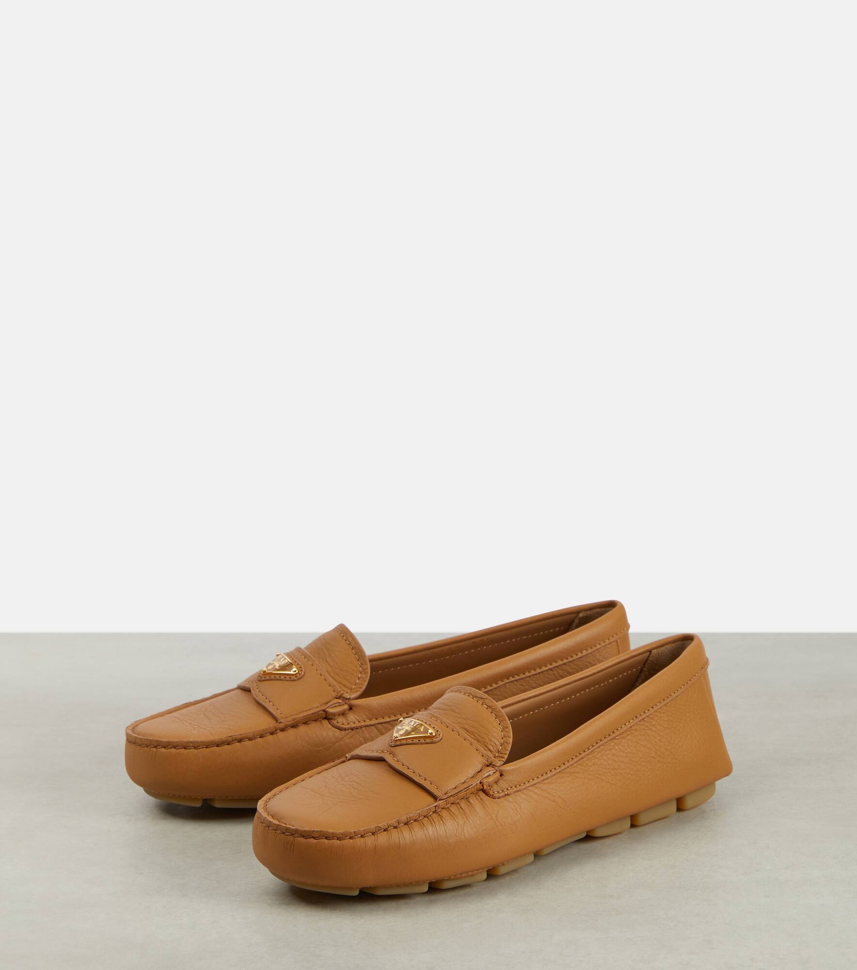 Logo leather moccasins - 5