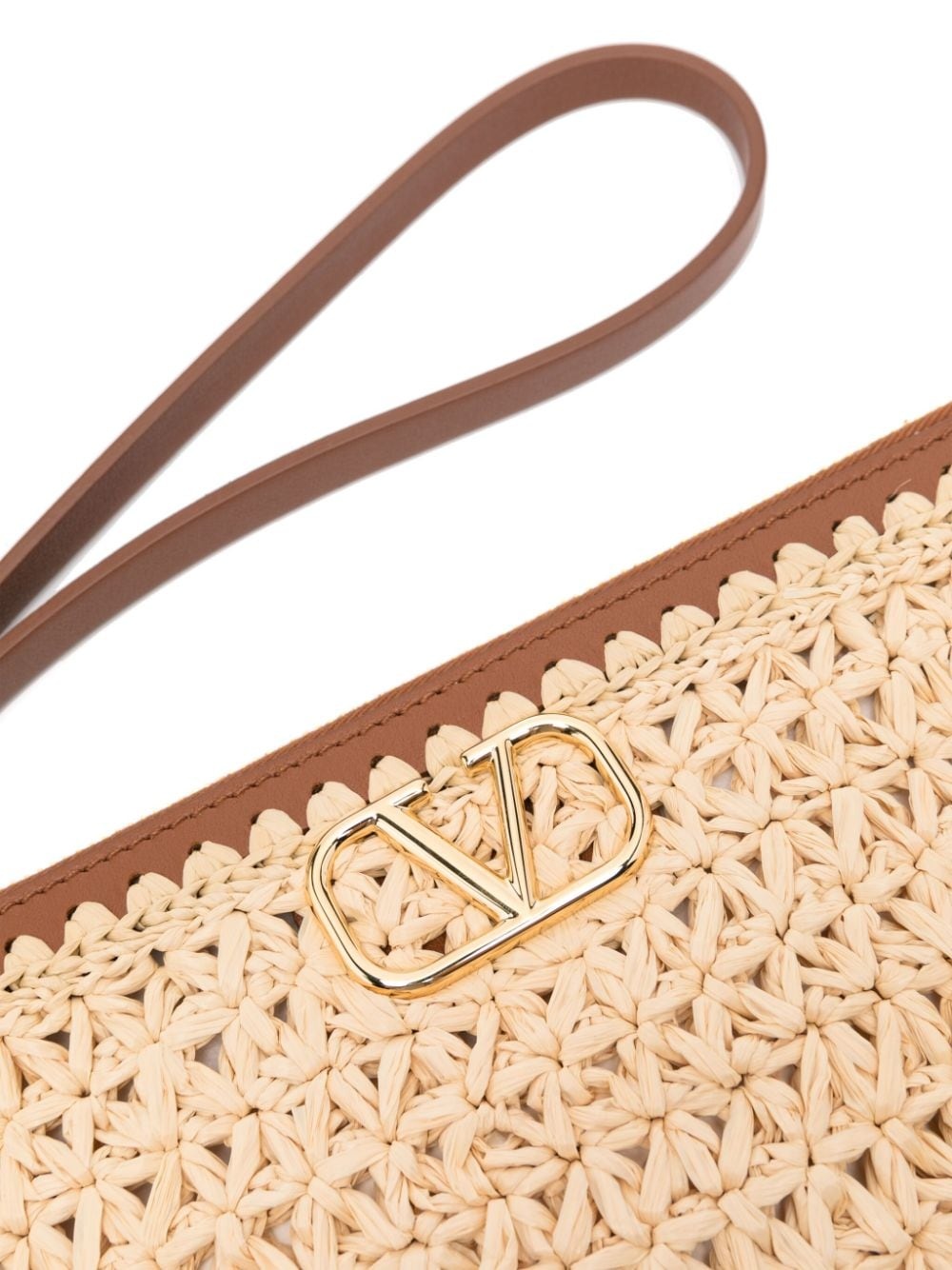 VLogo Signature raffia clutch bag - 4