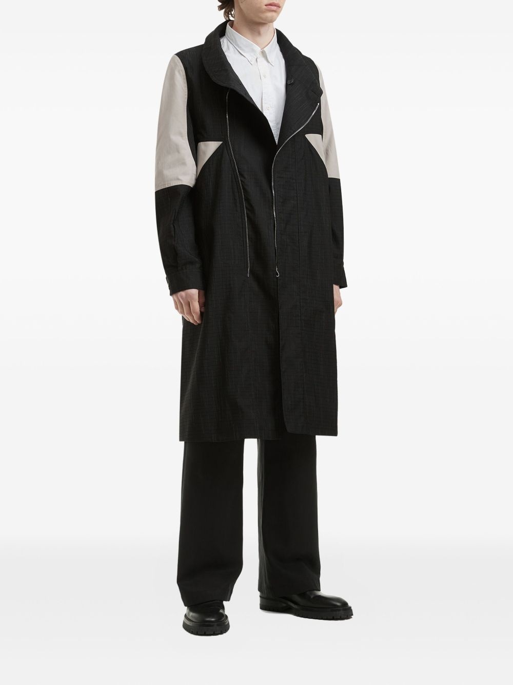 panelled zip-front coat - 2