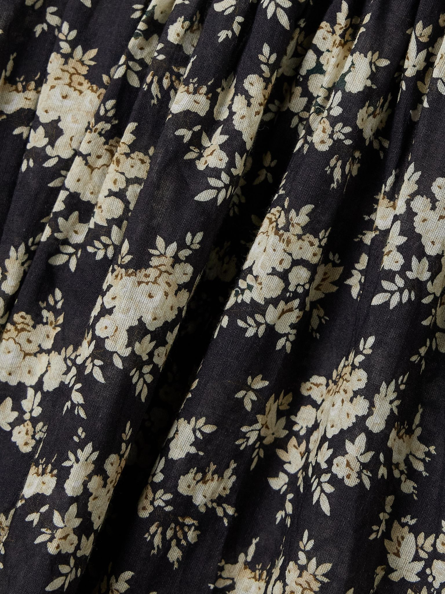 Quinley shirred floral-print organic cotton-voile midi dress Black - 4