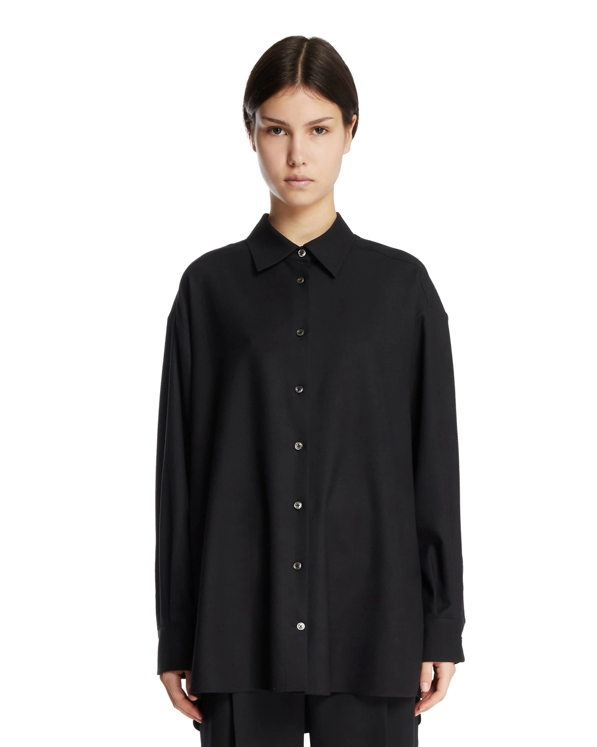 Black Virgin Wool Luka Shirt. - 1