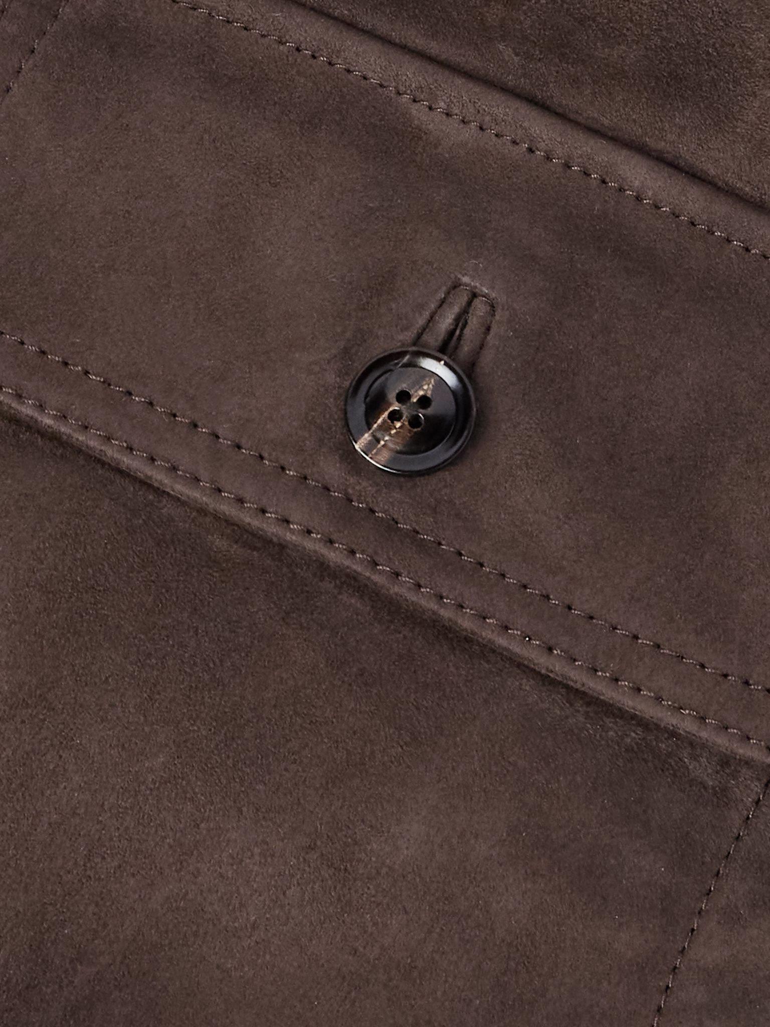 Ribbed Merino Wool and Suede Jacket Brown - 6