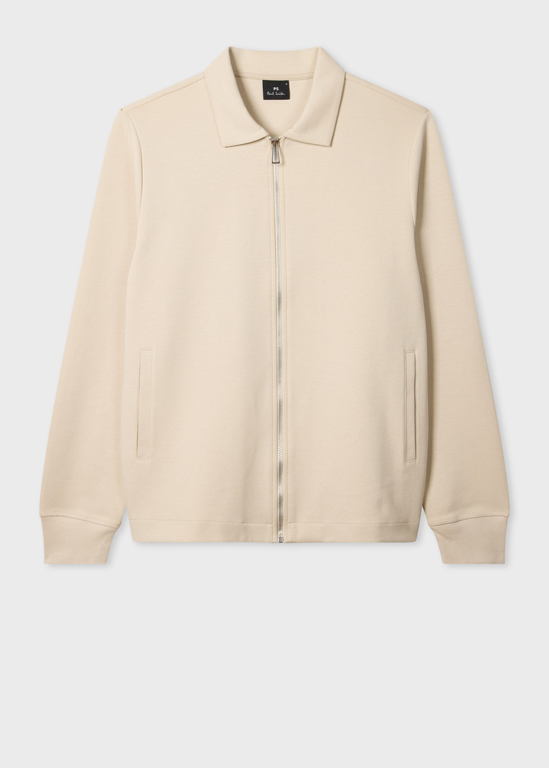 Ecru Double-Face Jersey Zip-Front Sweatshirt 1
