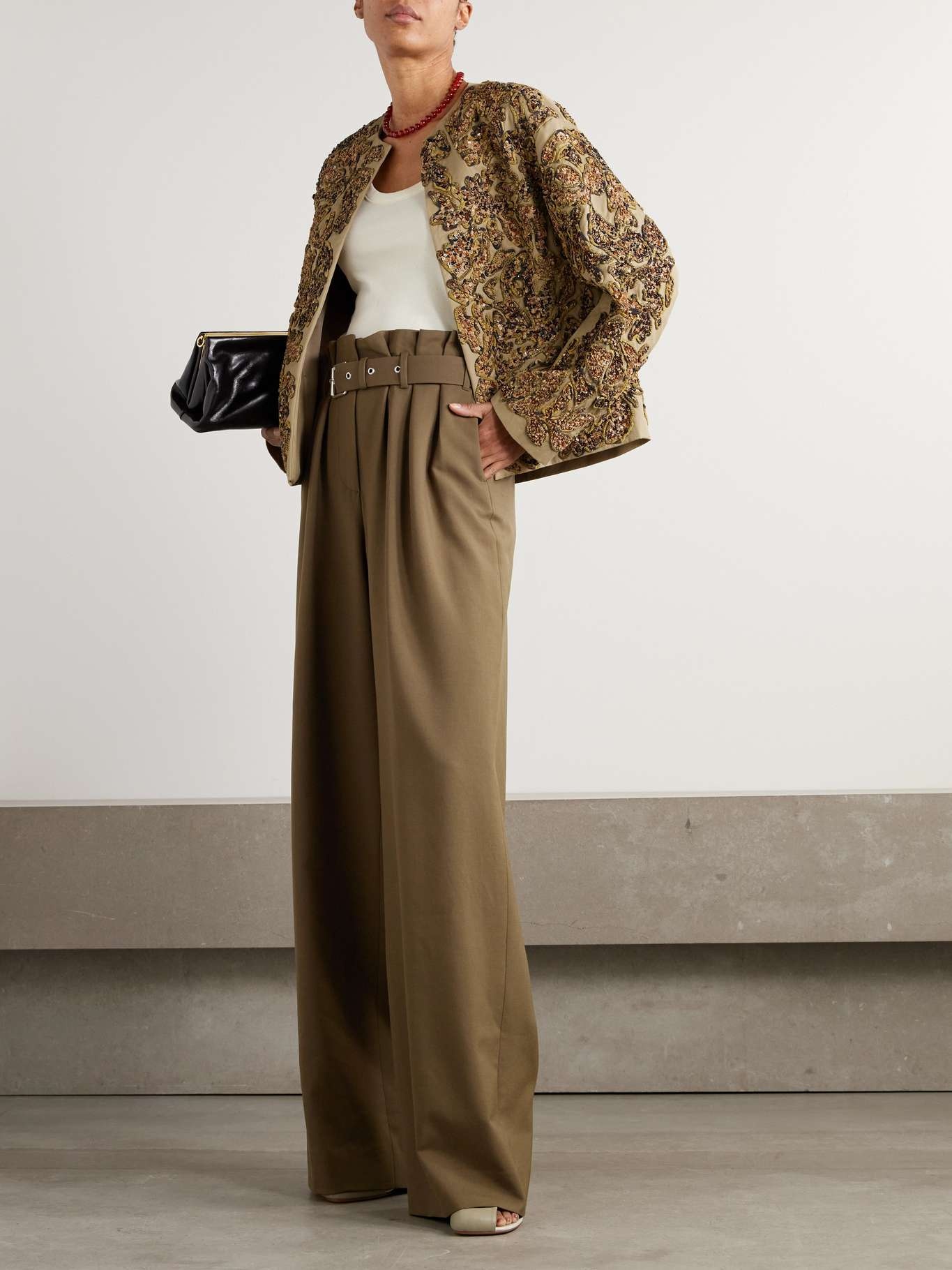 Embellished twill jacket Gold - 2