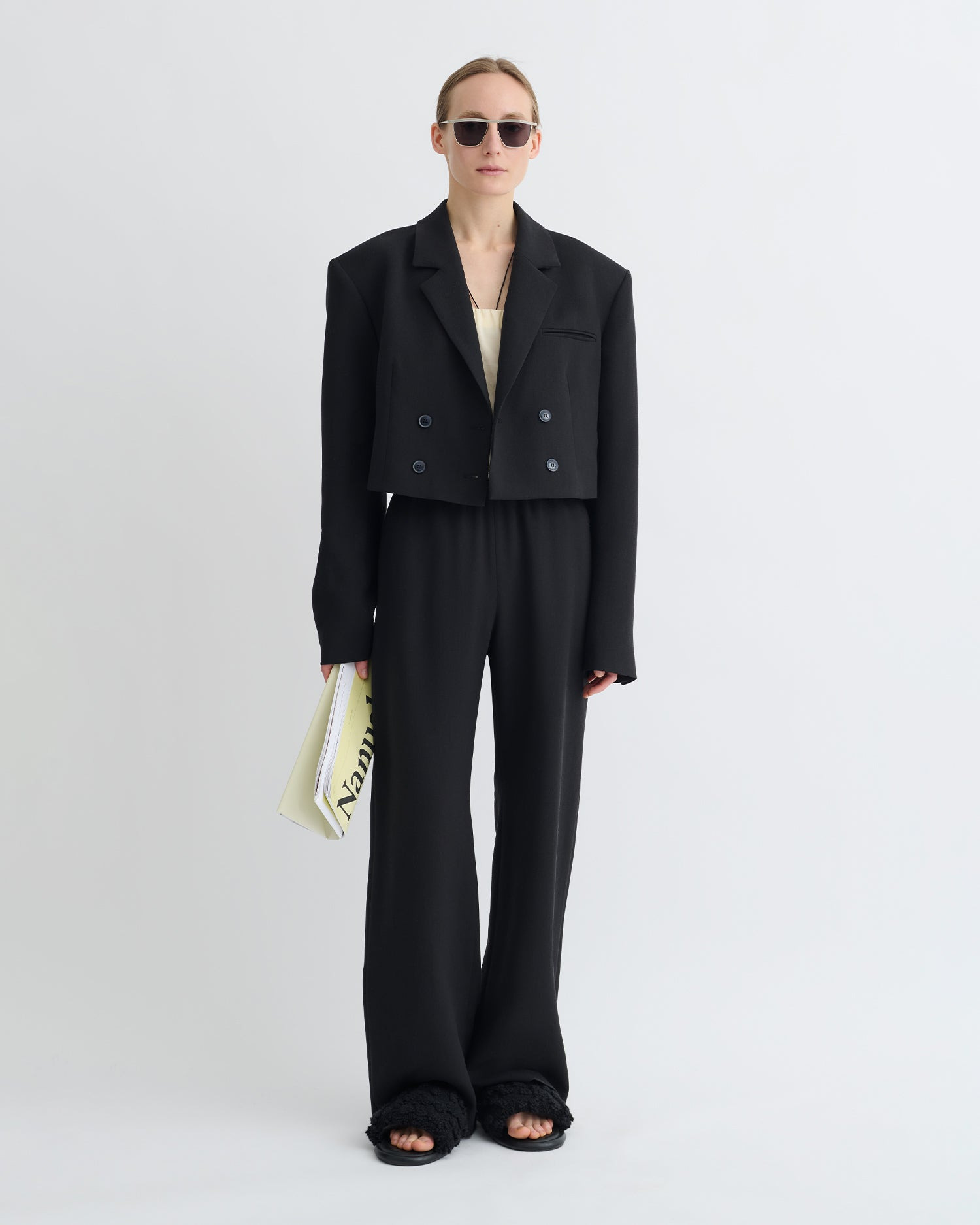 Cropped Crepe Twill Blazer - 4