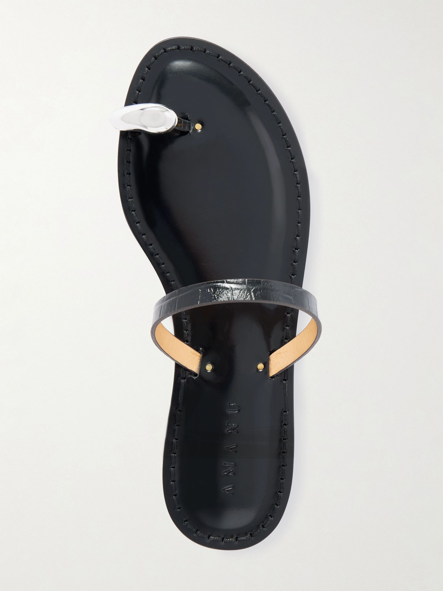 The Kibera embellished croc-effect leather sandals Black - 5