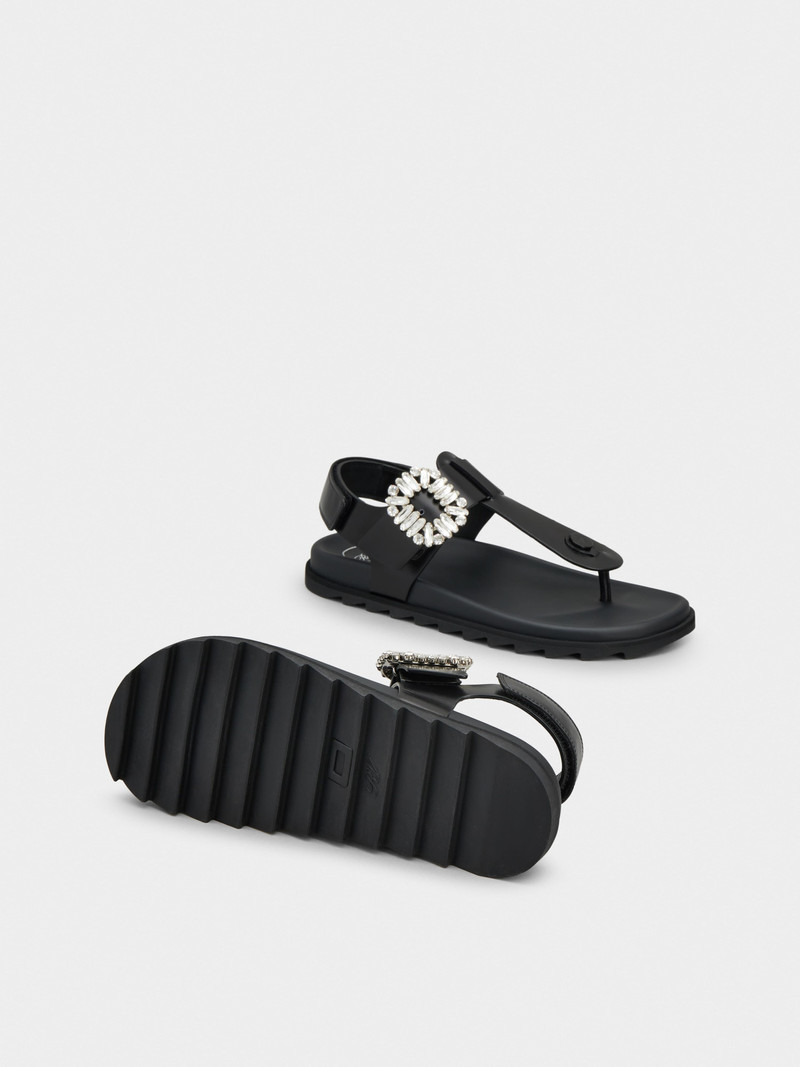 Slidy Viv' Thong Sandals in leather 5