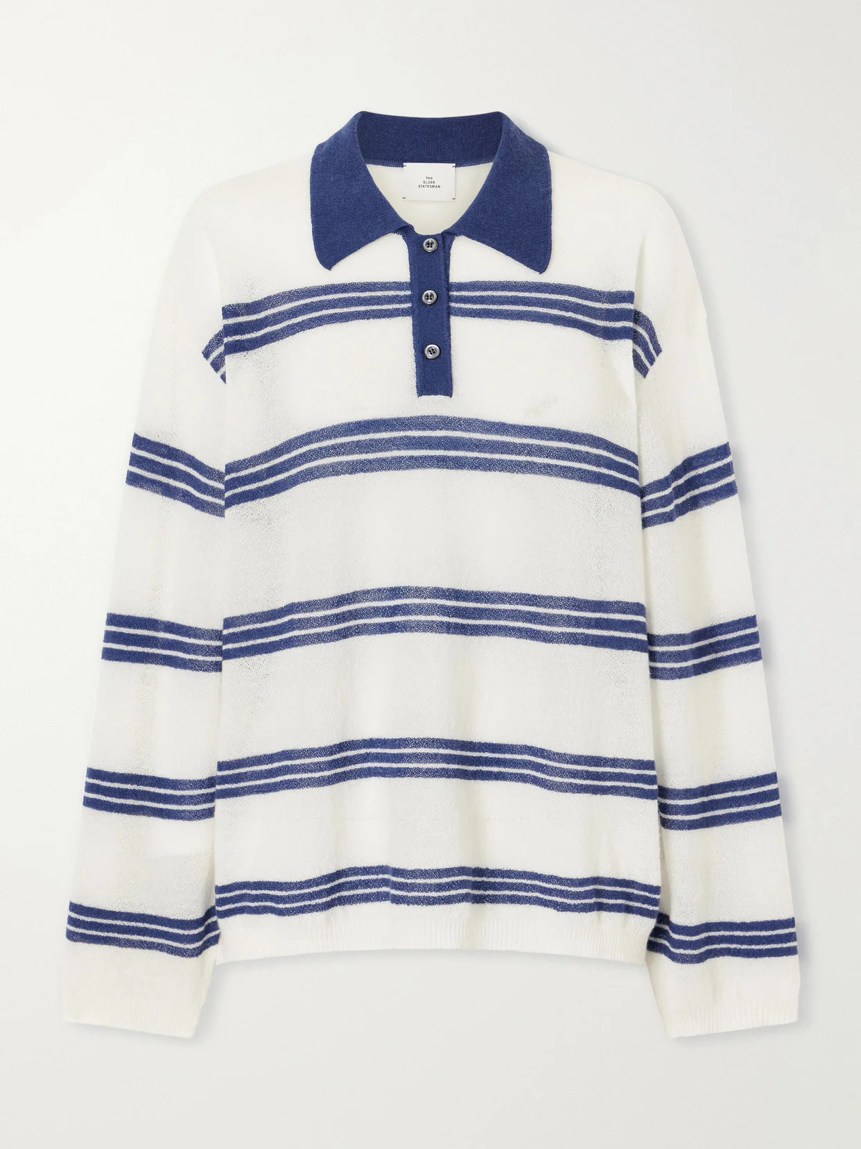 Striped Cashmere And Mohair-blend Polo Shirt - 1