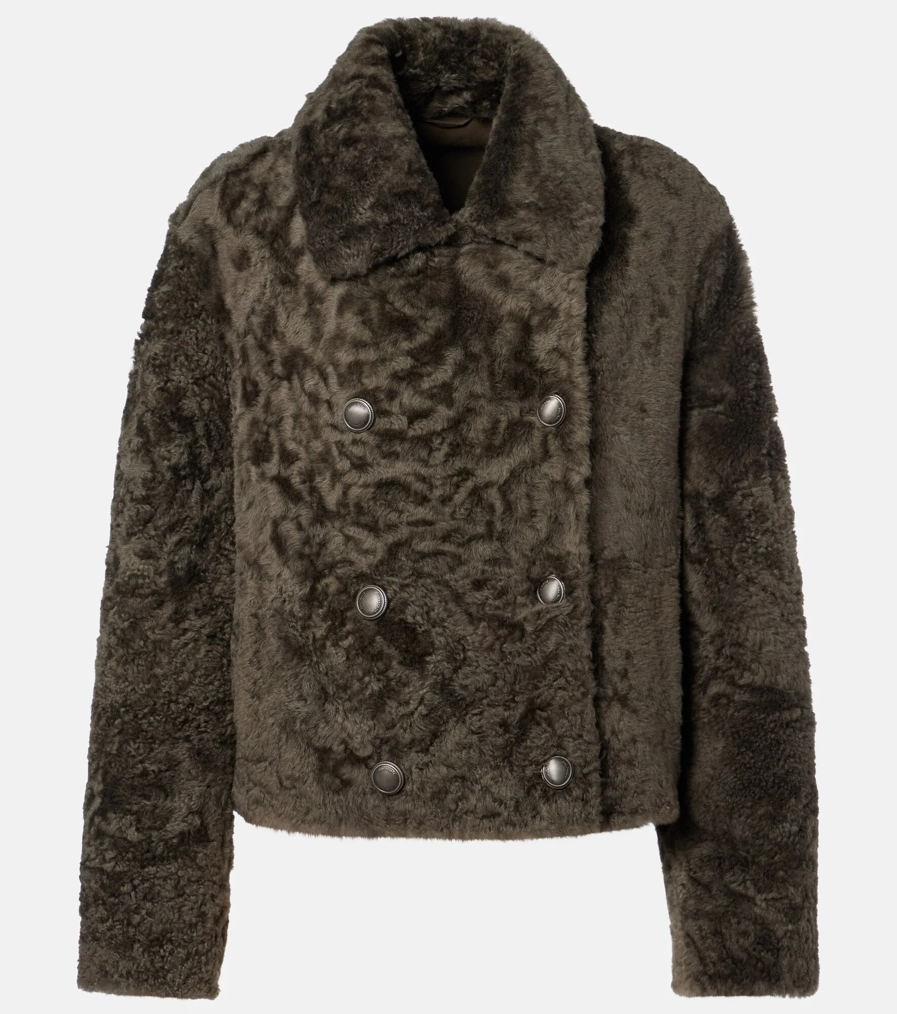 Cropped double-breasted shearling jacket - 1