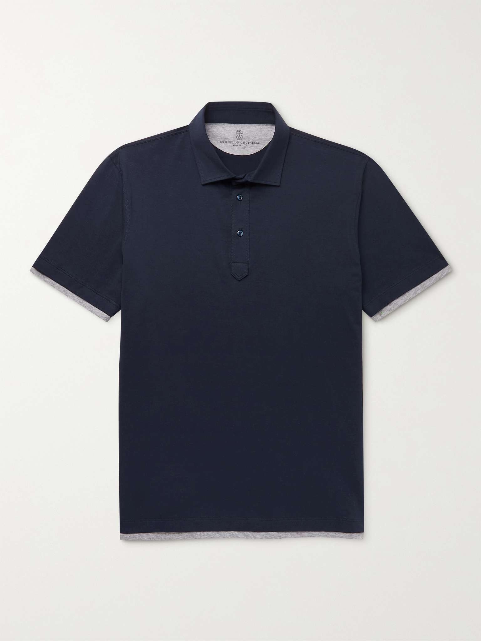 Slim-Fit Layered Cotton-Jersey Polo Shirt - 1