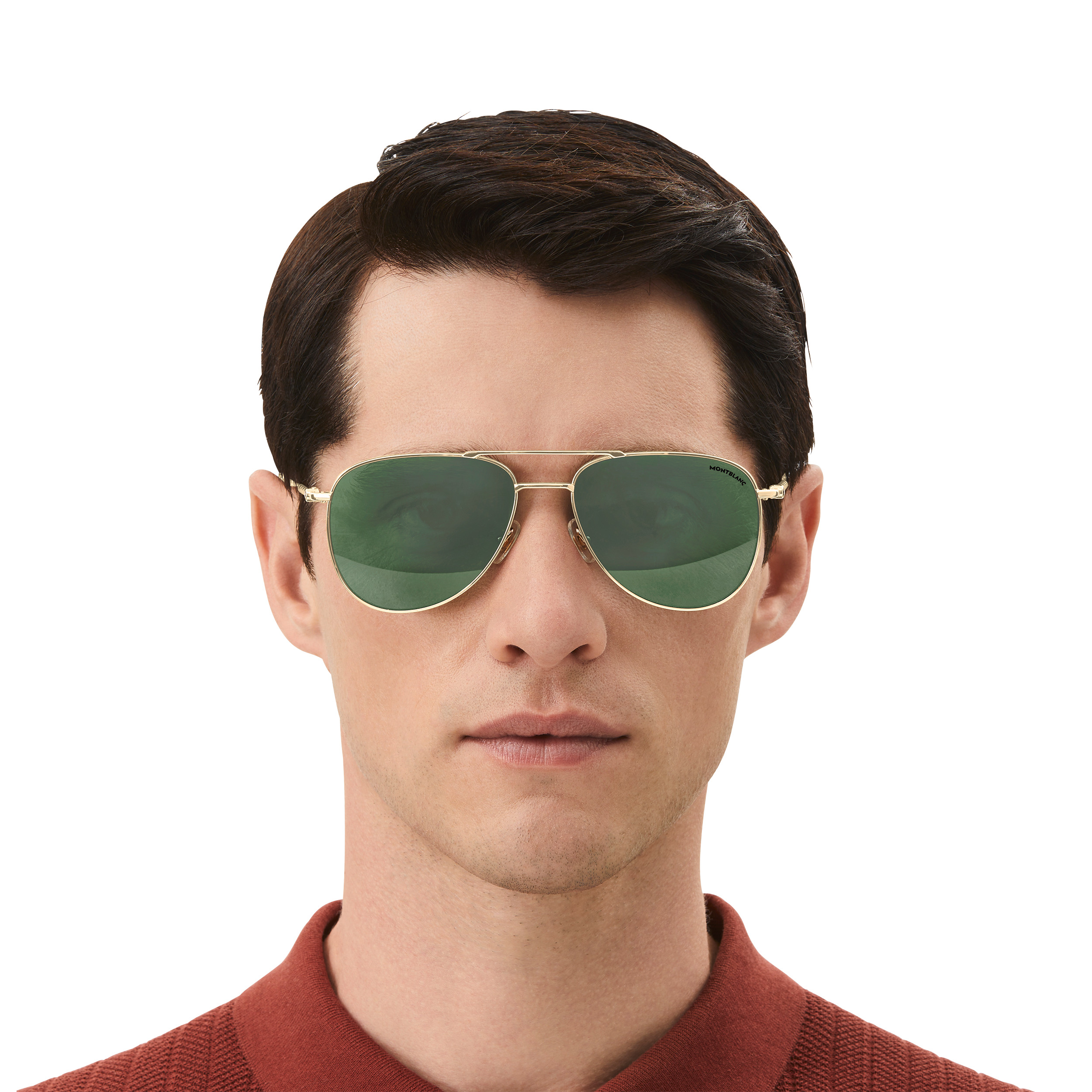 Squared Sunglasses with Gold Colored Metal Frame - 5
