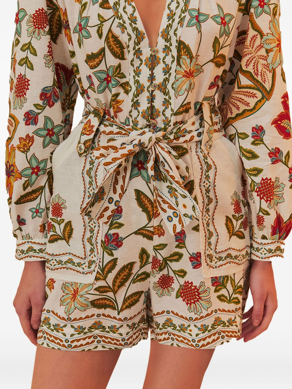 floral-print belted playsuit - 5