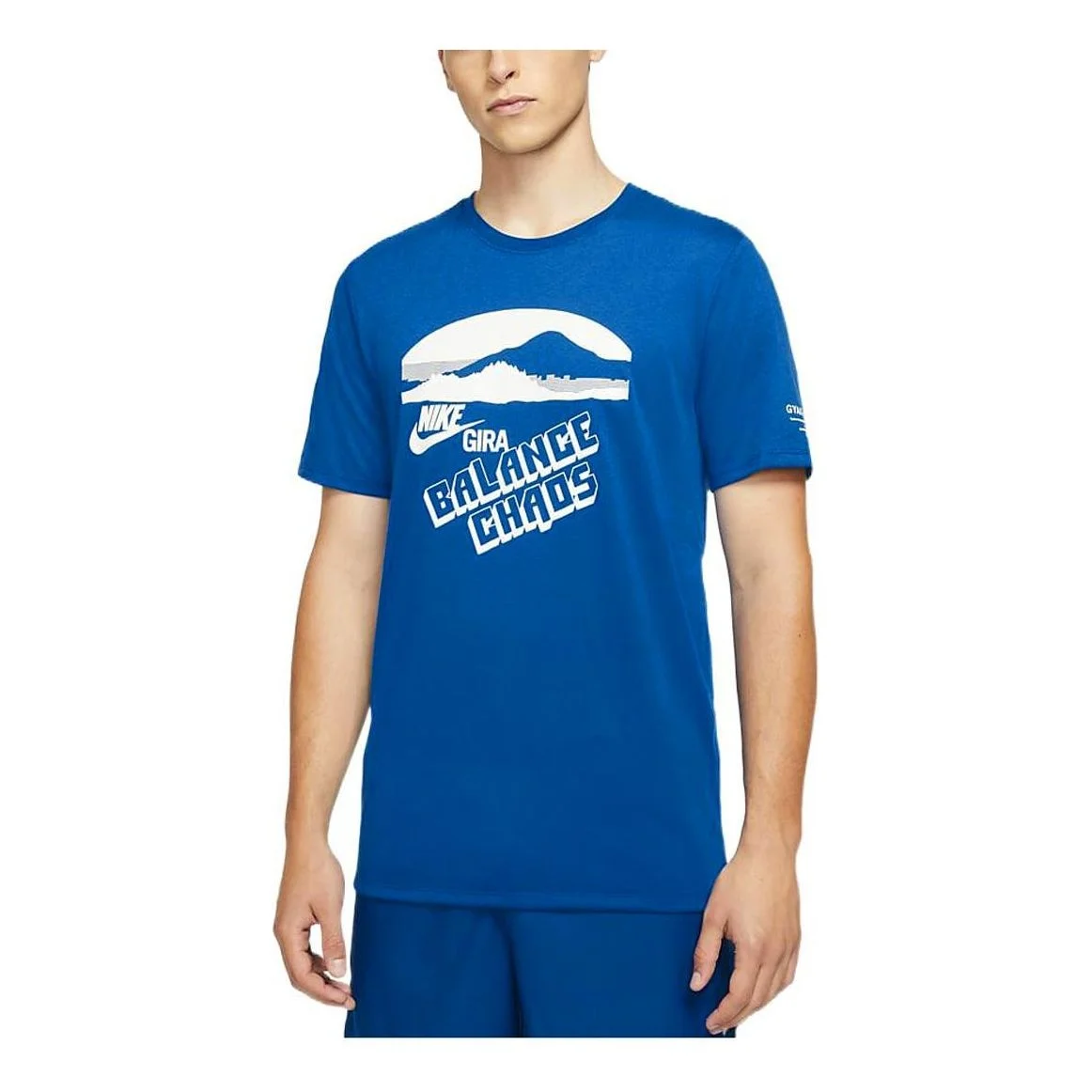 Men's Nike x Gyakusou Crossover Alphabet Printing Round Neck Sports Short Sleeve Blue CU8260-477 - 1