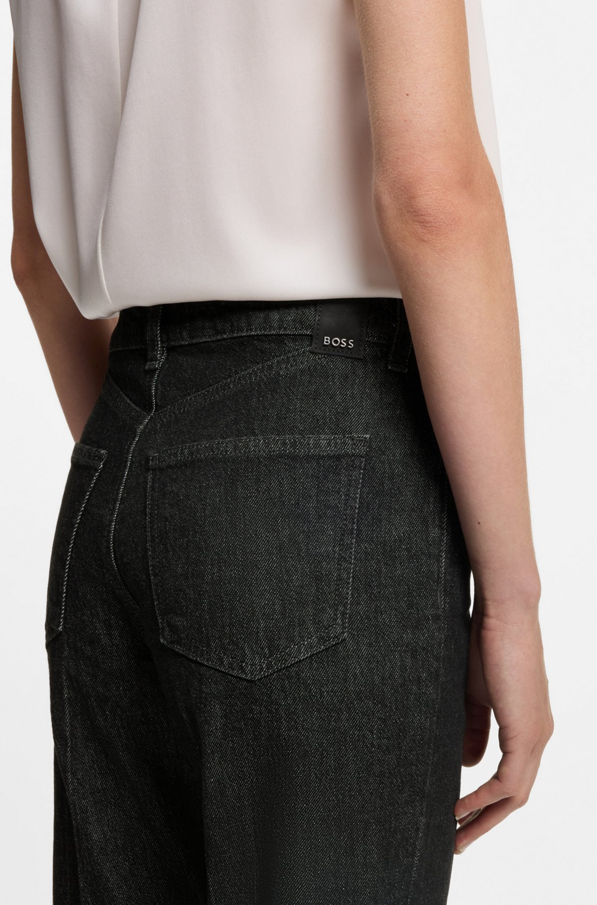 SLIM-FIT JEANS IN MARBLE-STRUCTURED BLACK STRETCH DENIM - 5