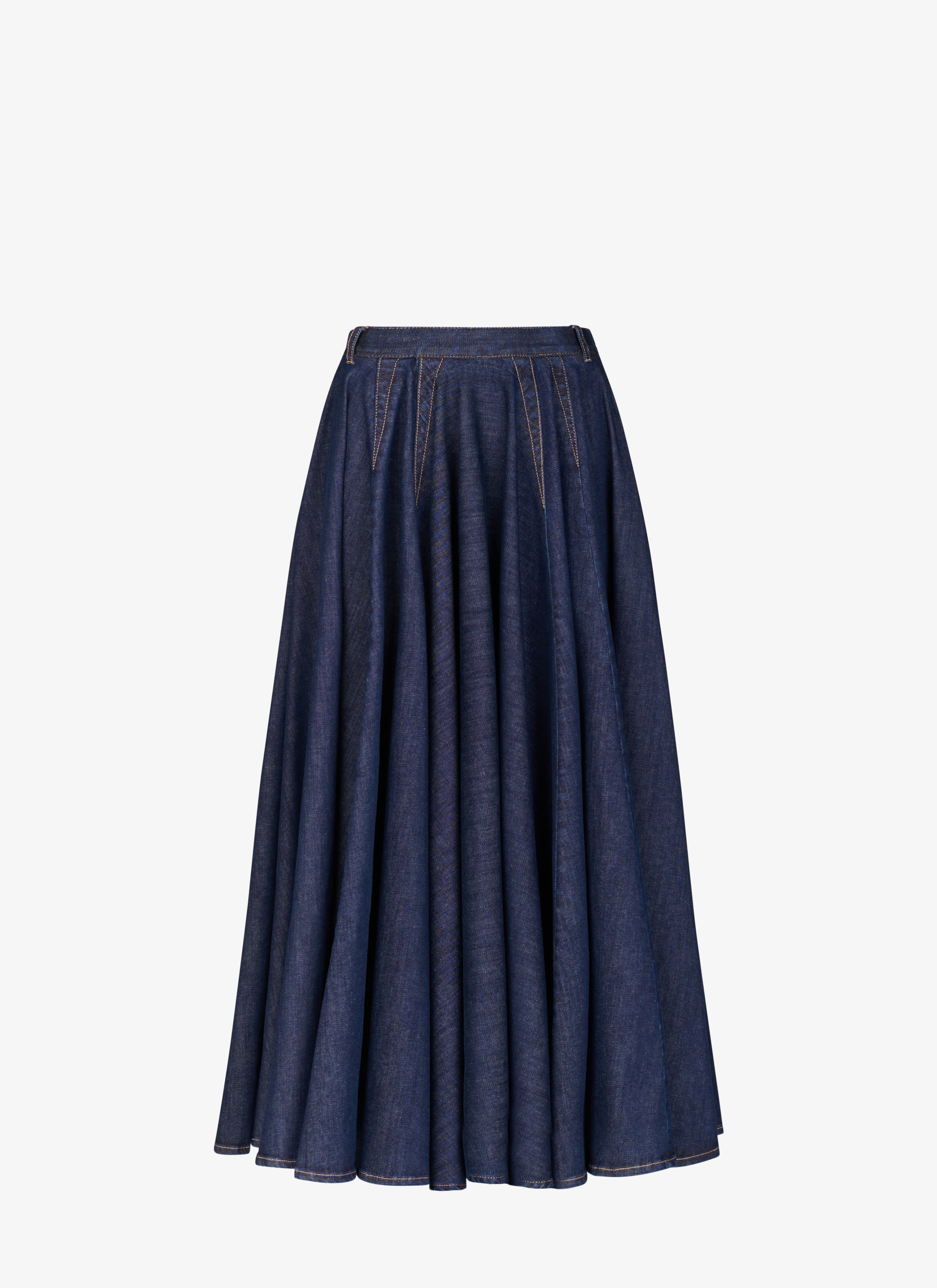 pleated A line wool Skirt in Black 1087#