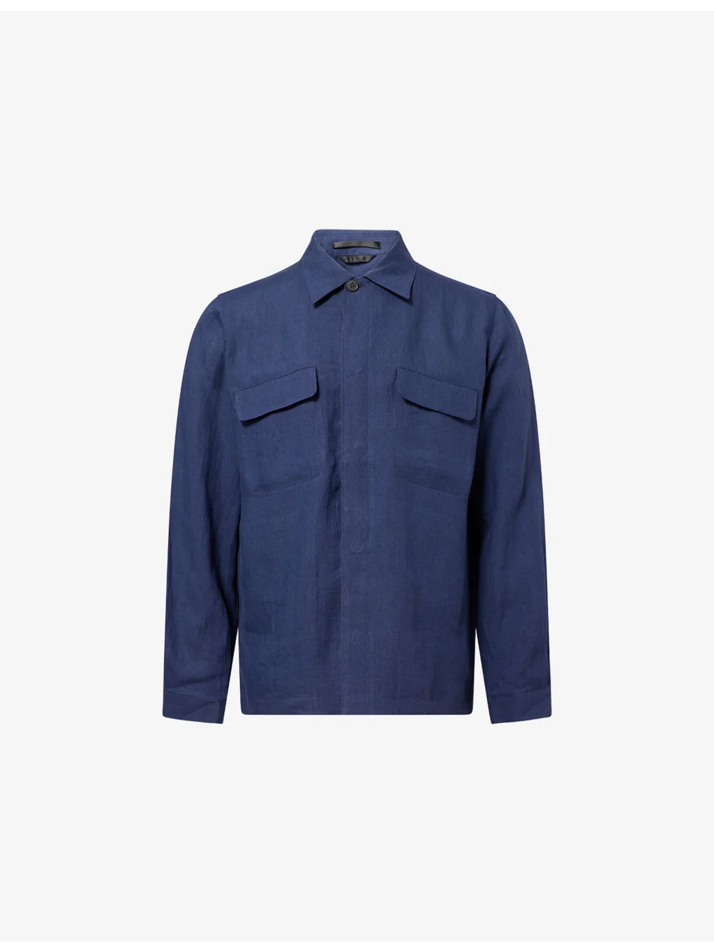 Regular-Fit Pointed-Collar Linen Overshirt - 1