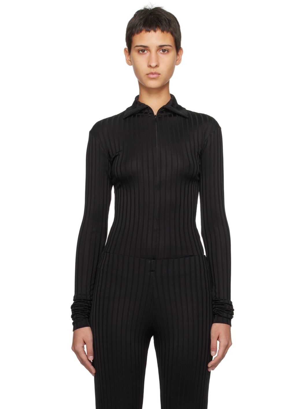 Black Zip Turtleneck - 1