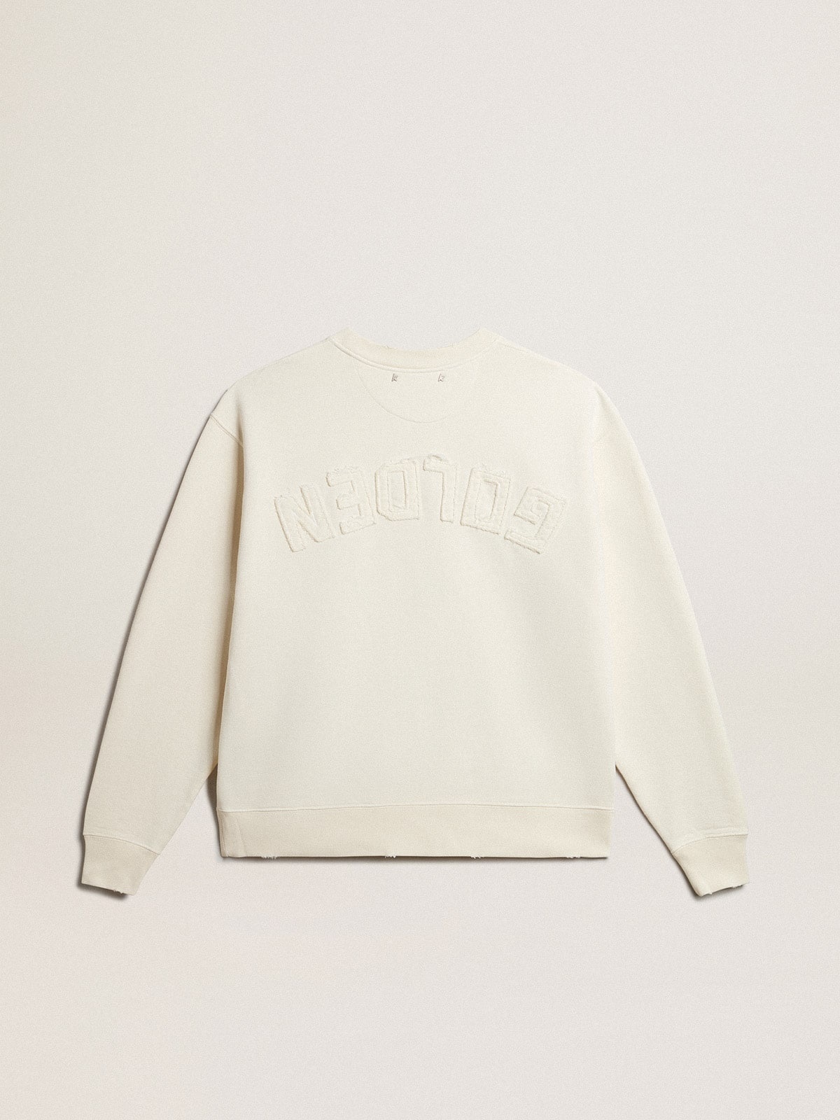 Sweatshirt in aged white with reverse logo on the back - Asian fit - 8