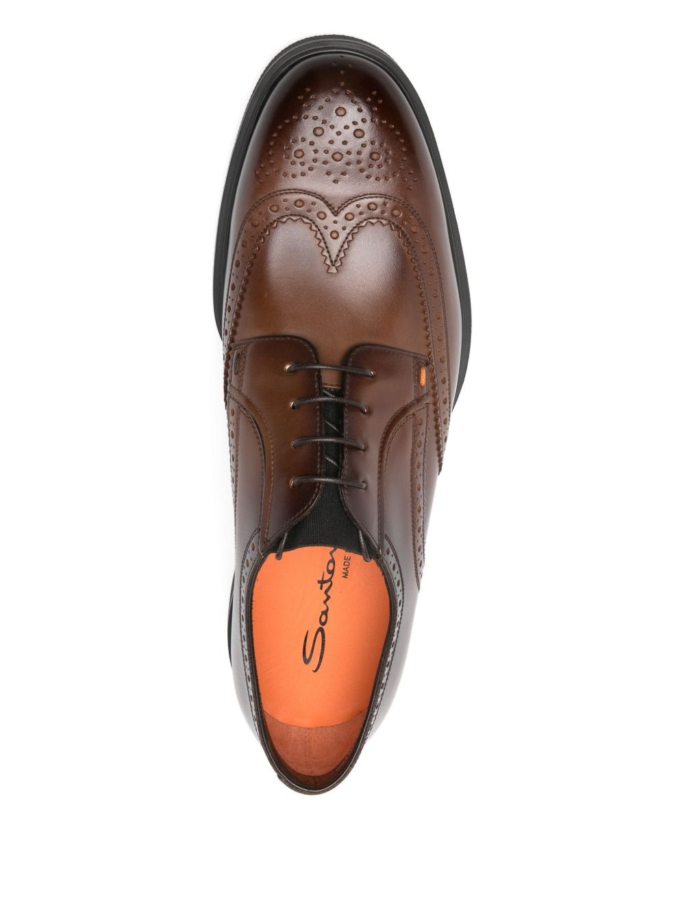 brogue-detail leather derby shoes - 4