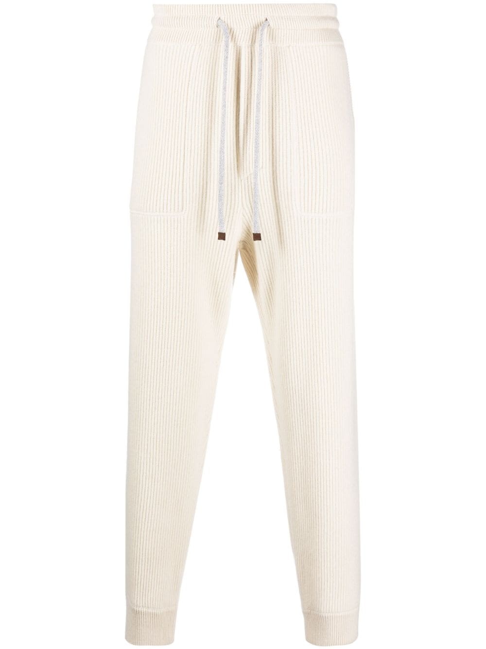 cashmere ribbed-knit track pants - 1