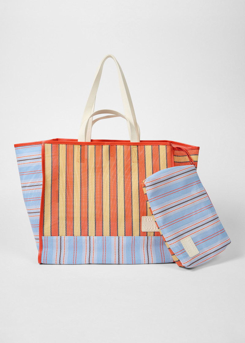 Paul Smith Blue and Red 'Pool Smith Stripe' Tote Bag outlook