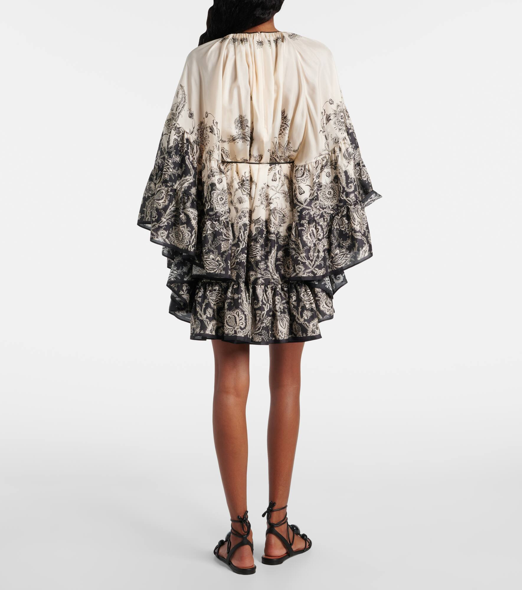 Rhiannon floral gathered silk minidress - 3