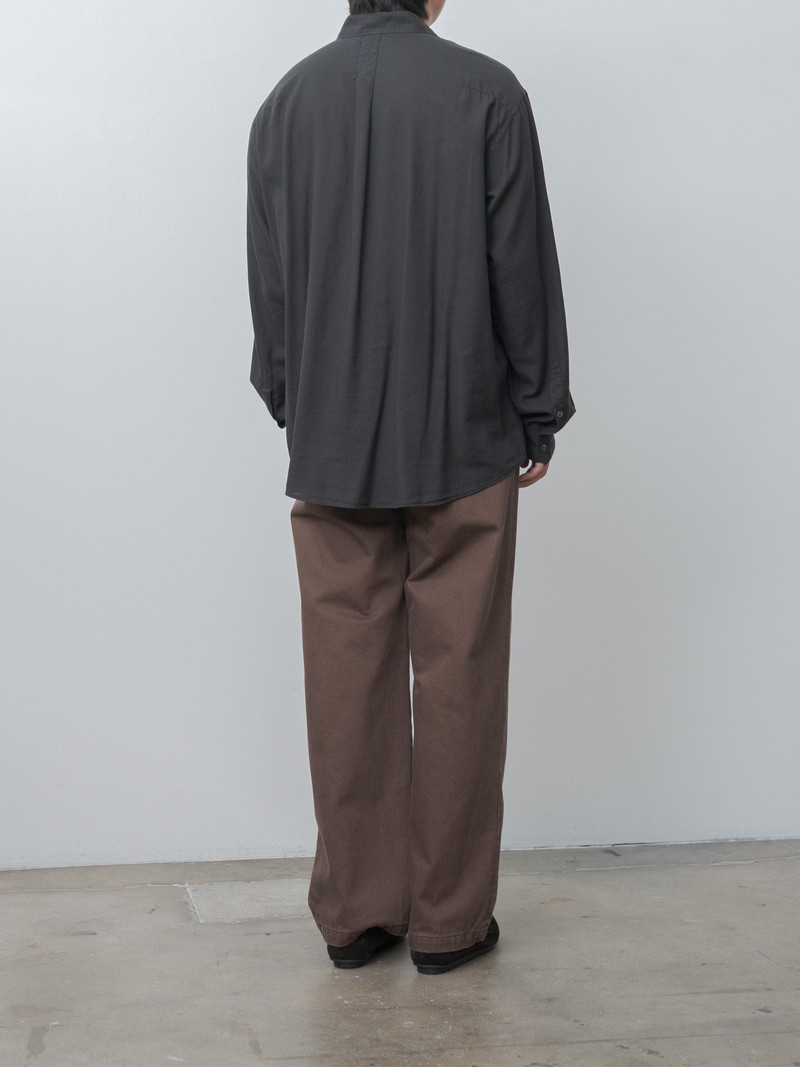Cotton Silk Twill Garment-dyed Loose Shirt - Carbon 4