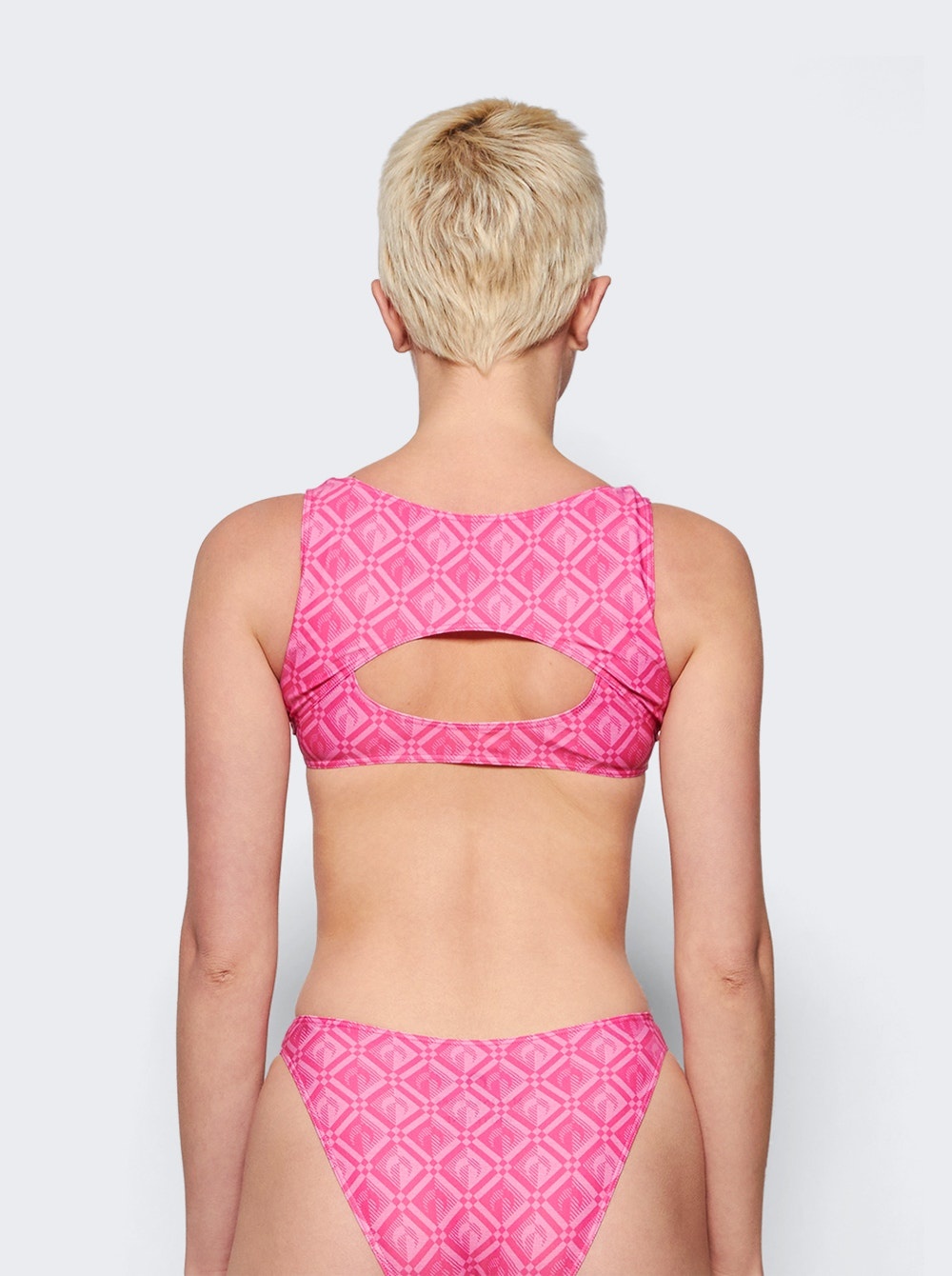 Marine Serre One-Piece Swimsuit Pink Moon Diamant